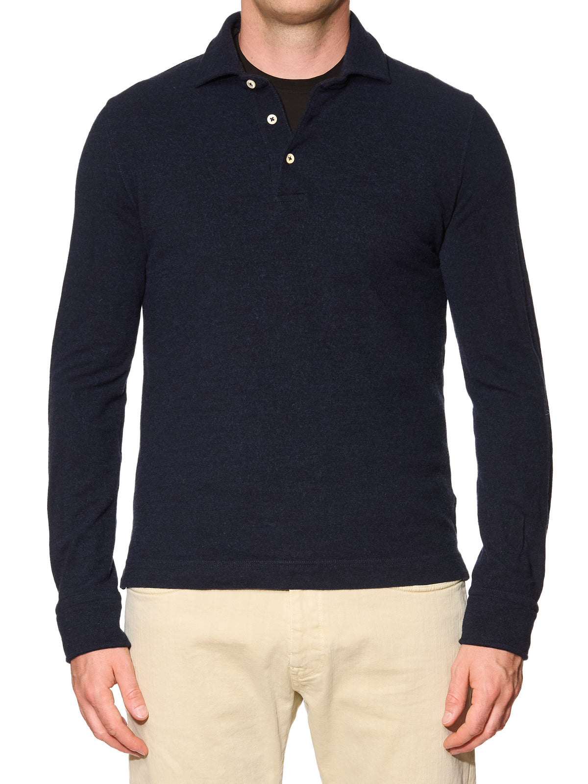 CIRCOLO 1901 Navy Blue Wool-Cotton Long Sleeve Polo Shirt Sweater Size
