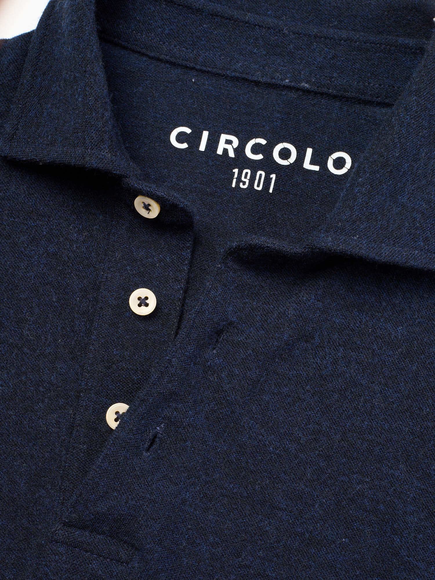 CIRCOLO 1901 Navy Blue Wool-Cotton Long Sleeve Polo Shirt Sweater Size M Slim