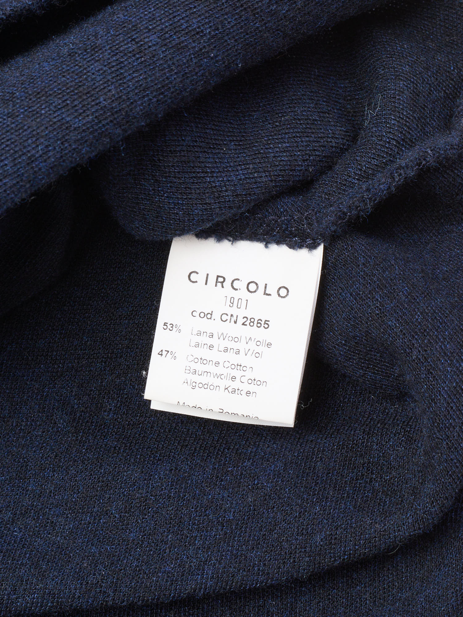 CIRCOLO 1901 Navy Blue Wool-Cotton Long Sleeve Polo Shirt Sweater Size M Slim