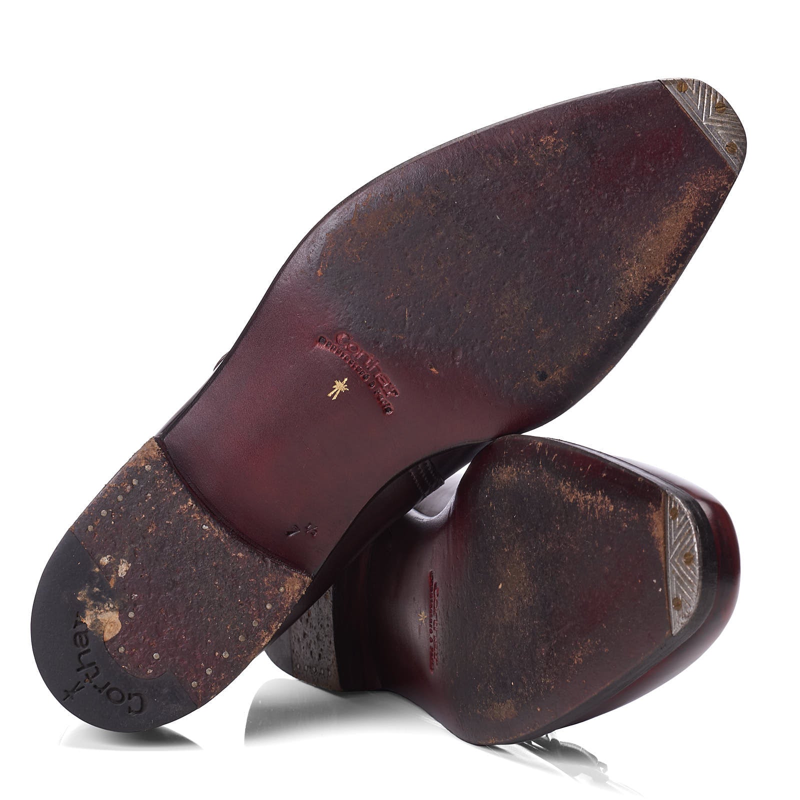 CORTHAY Paris "Arca Buckle" Burgundy Calf Leather Single Monk Dress Shoes