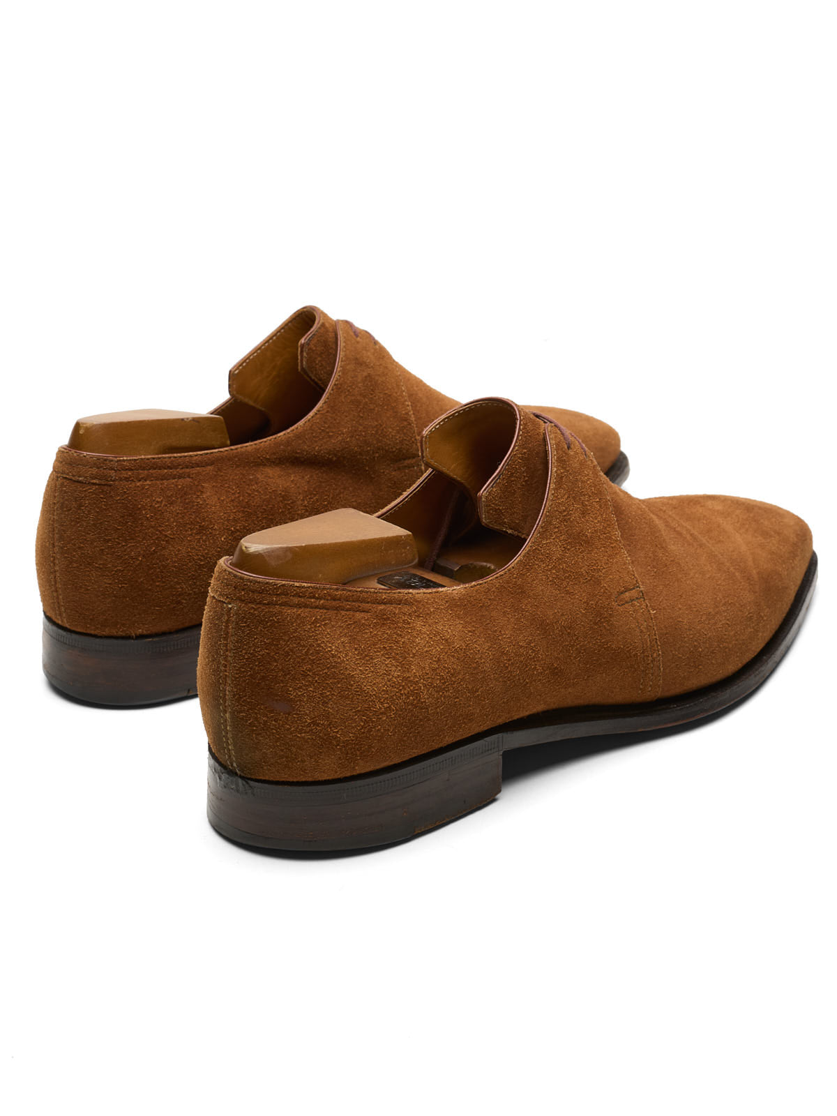 CORTHAY Paris "Arca" Light Brown Suede Leather 2 Eyelet Derby Shoes Size 7.5