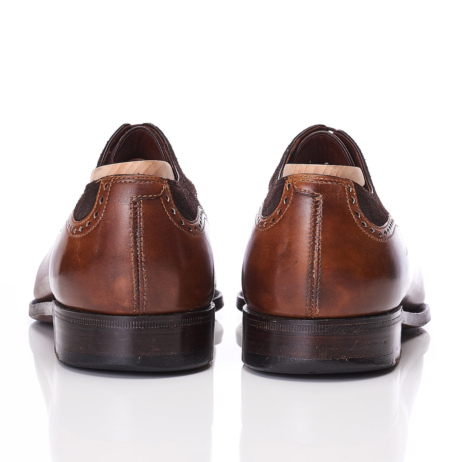 CORTHAY Paris "Wilfrid" Ebony Brown Suede Calf Leather 5 Eyelet Oxford Shoes Size 7.5 CORTHAY