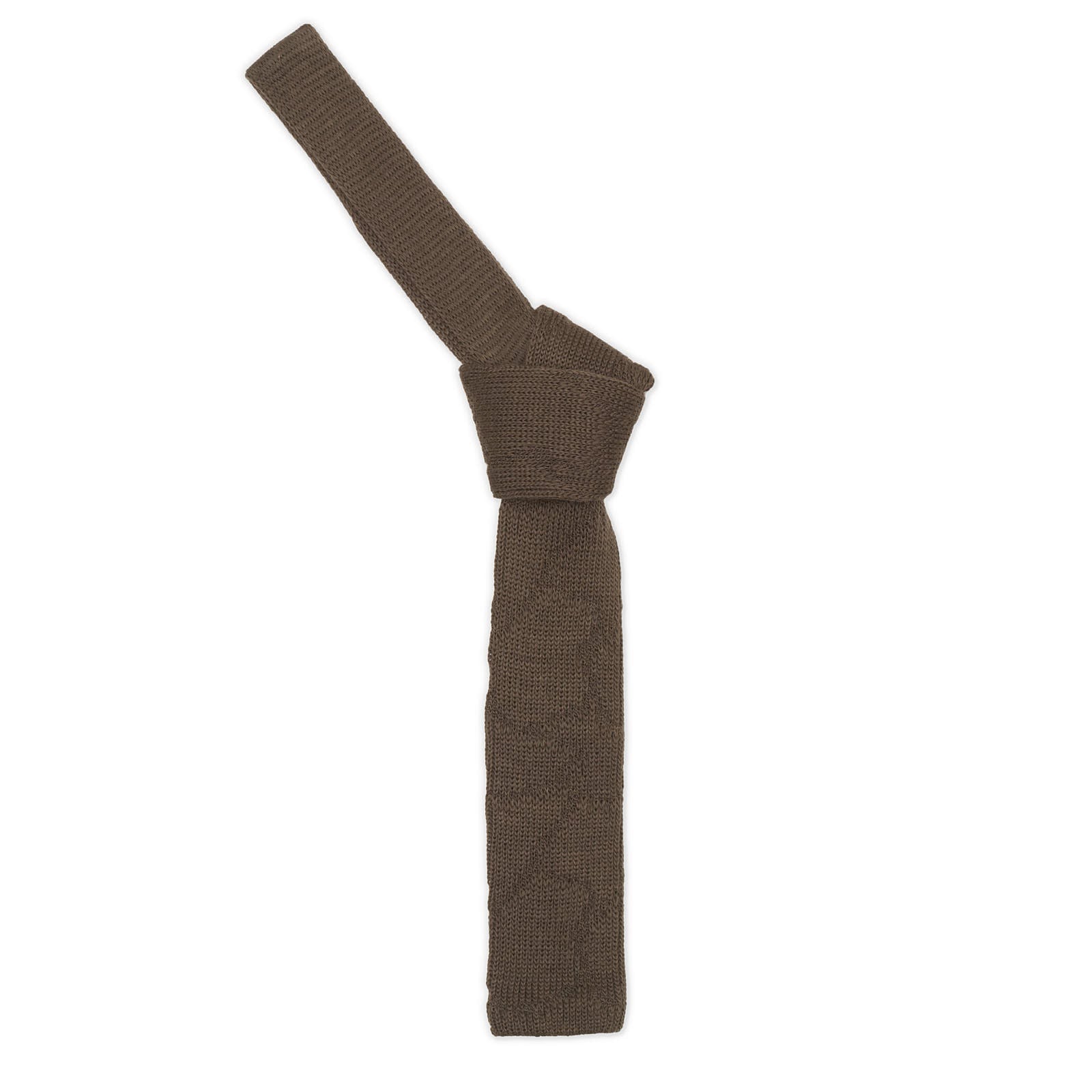 CRAVATTERIE NAZIONALI Brown Abstract Wool Knit Tie NEW