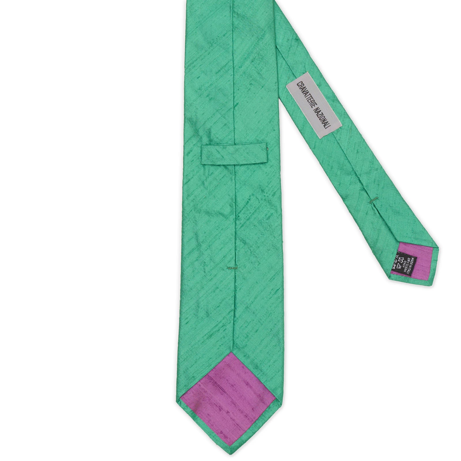 CRAVATTERIE NAZIONALI Green Raw Silk Tie NEW