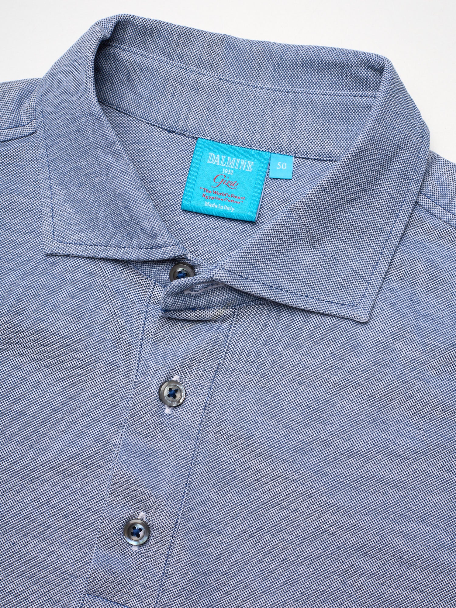DALMINE 1952 Blue Giza Cotton Short Sleeve Polo Shirt