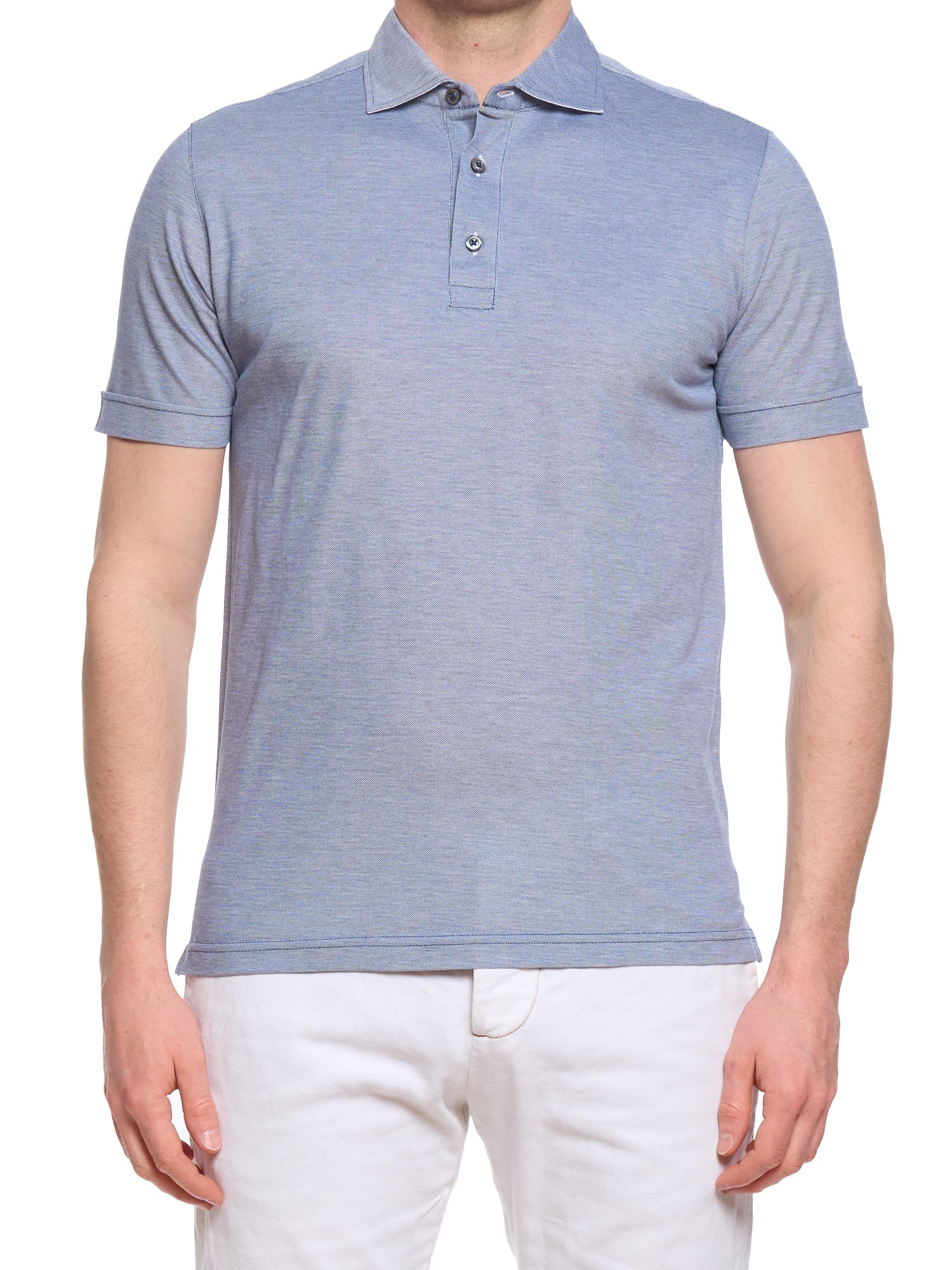 DALMINE 1952 Blue Giza Cotton Short Sleeve Polo Shirt