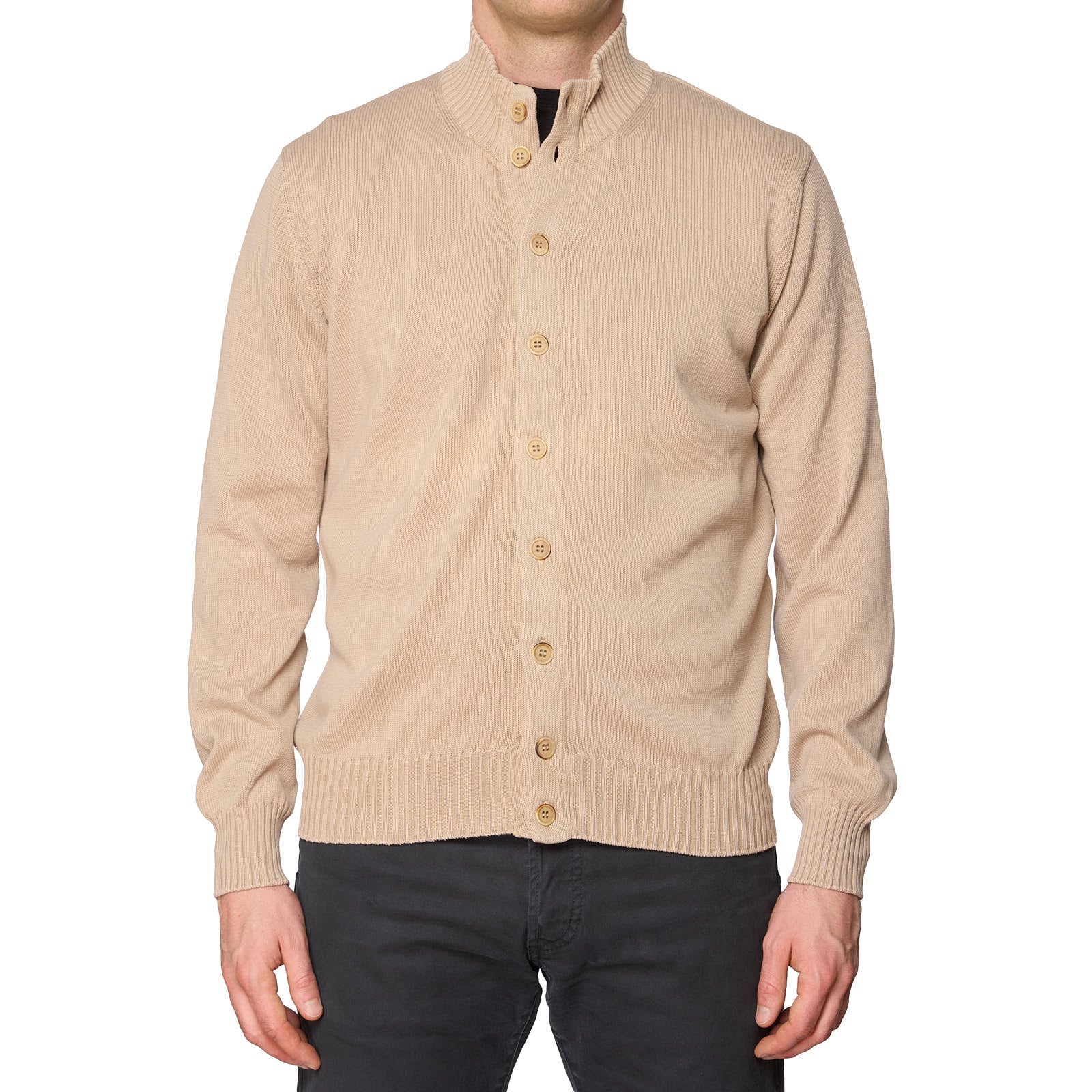 DELLA CIANA for VANNUCCI Light Beige Cotton Knit Cardigan Sweater NEW