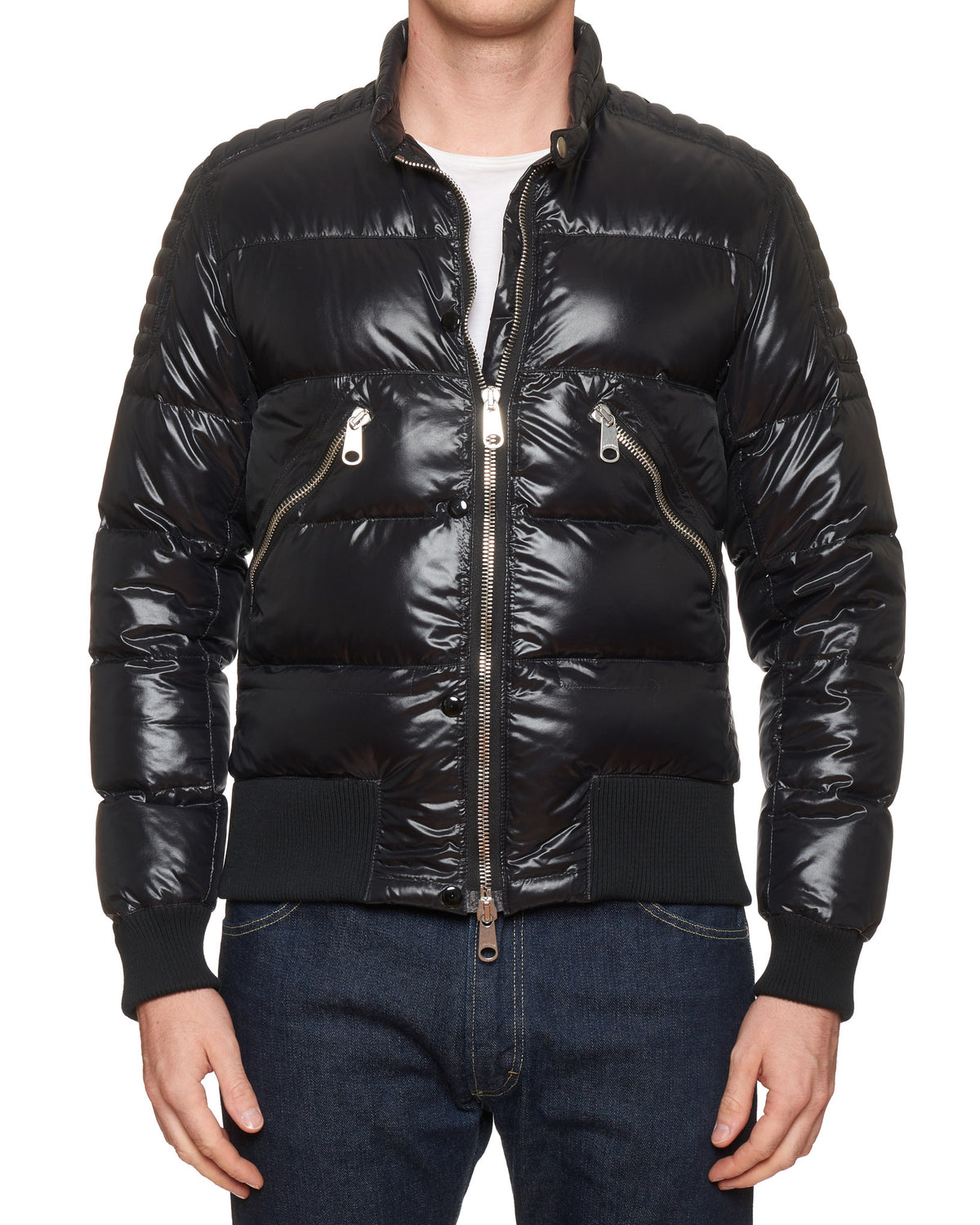 DIOR HOMME Lumiere Du Nord Black Down Biker Puffer Jacket EU 48 US S 8H 2008
