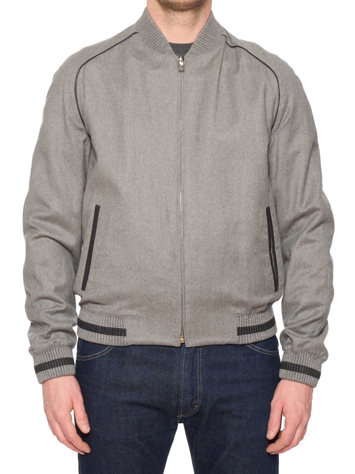 DIOR Homme Black-Gray Reversible Lamb Leather Wool-Cashmere Bomber Jacket