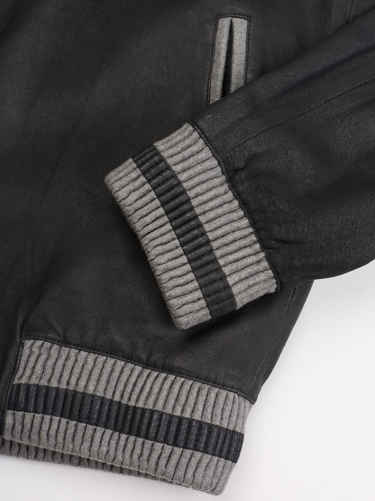 DIOR Homme Black-Gray Reversible Lamb Leather Wool-Cashmere Bomber Jacket