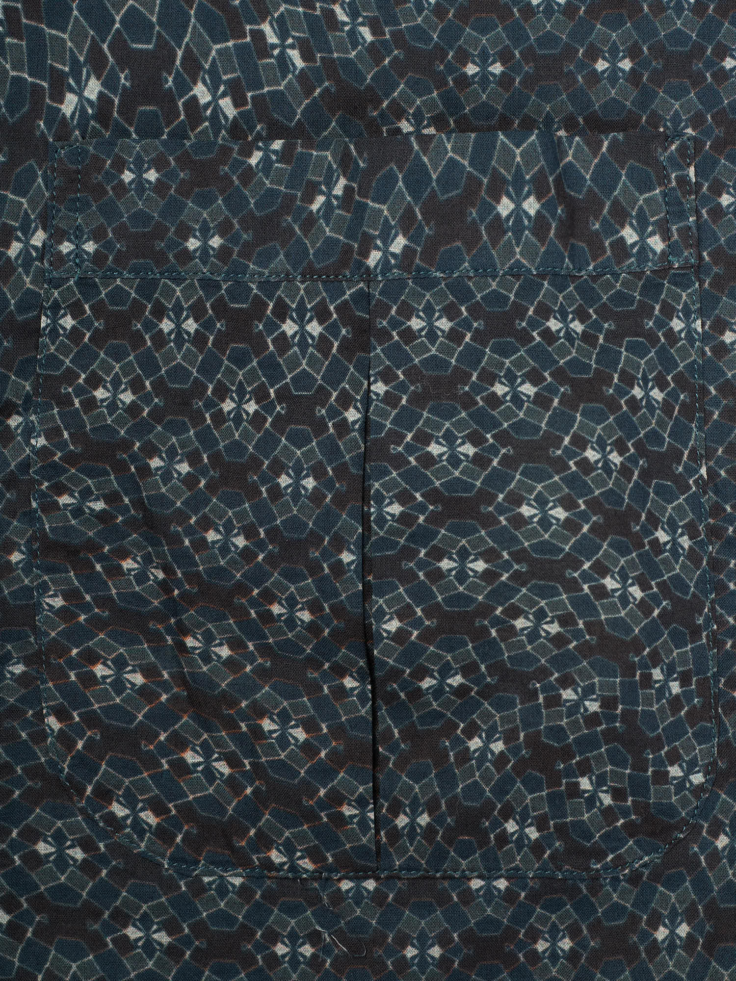 DOLCE & GABBANA Blue Geometric Pattern Cotton Short Sleeve Casual Shirt