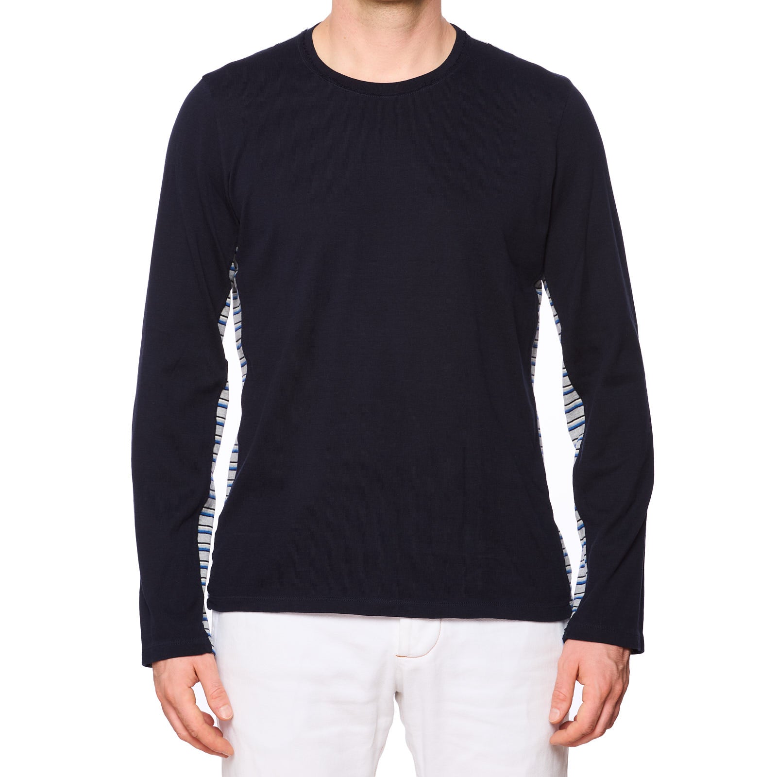 DOLCE & GABBANA Blue Striped Cotton Sweater EU 50 US M