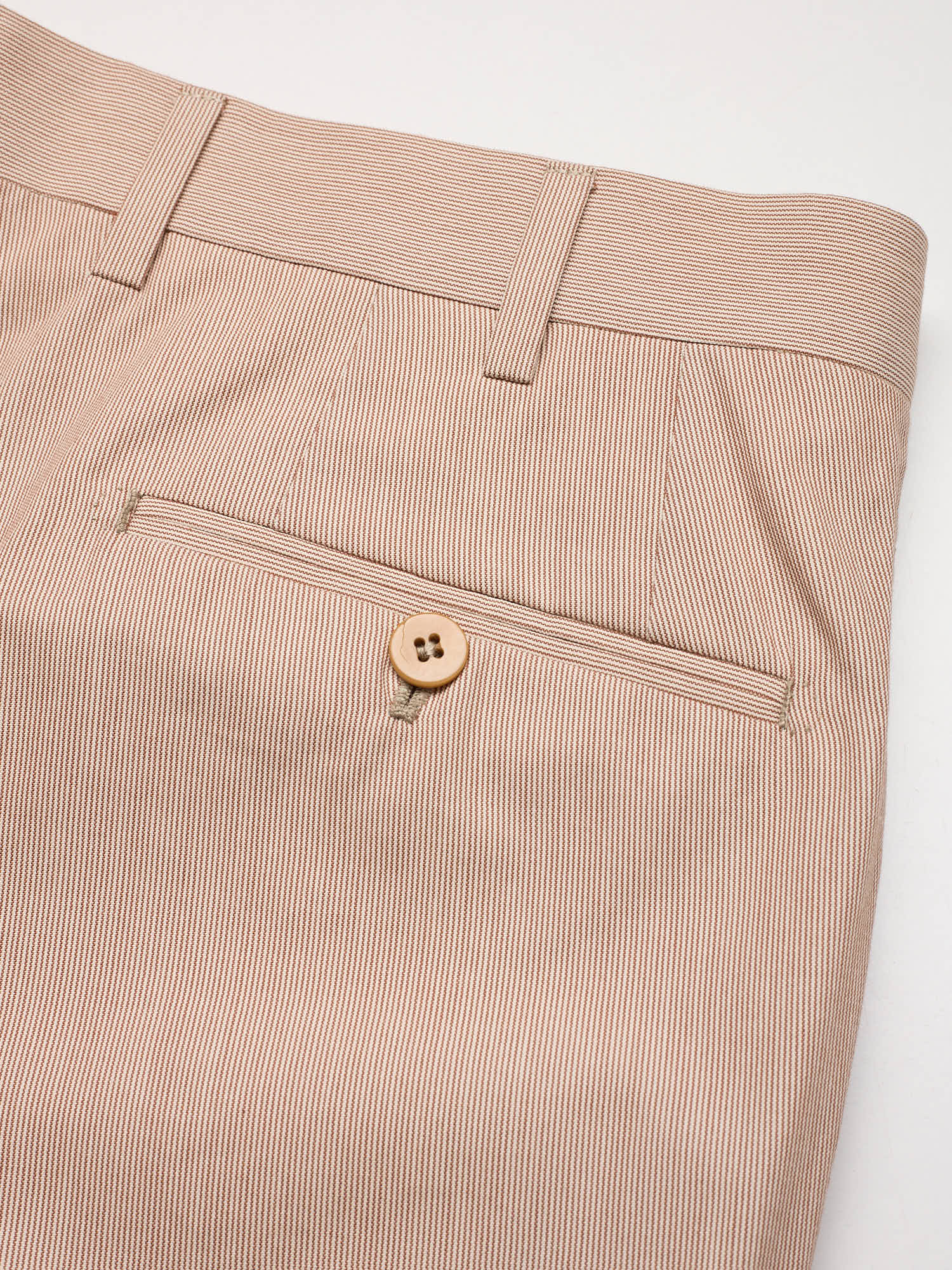 DONNANNA Handmade “Lazio” Brown Striped Cotton-Virgin Wool Flat Front Dress Pants