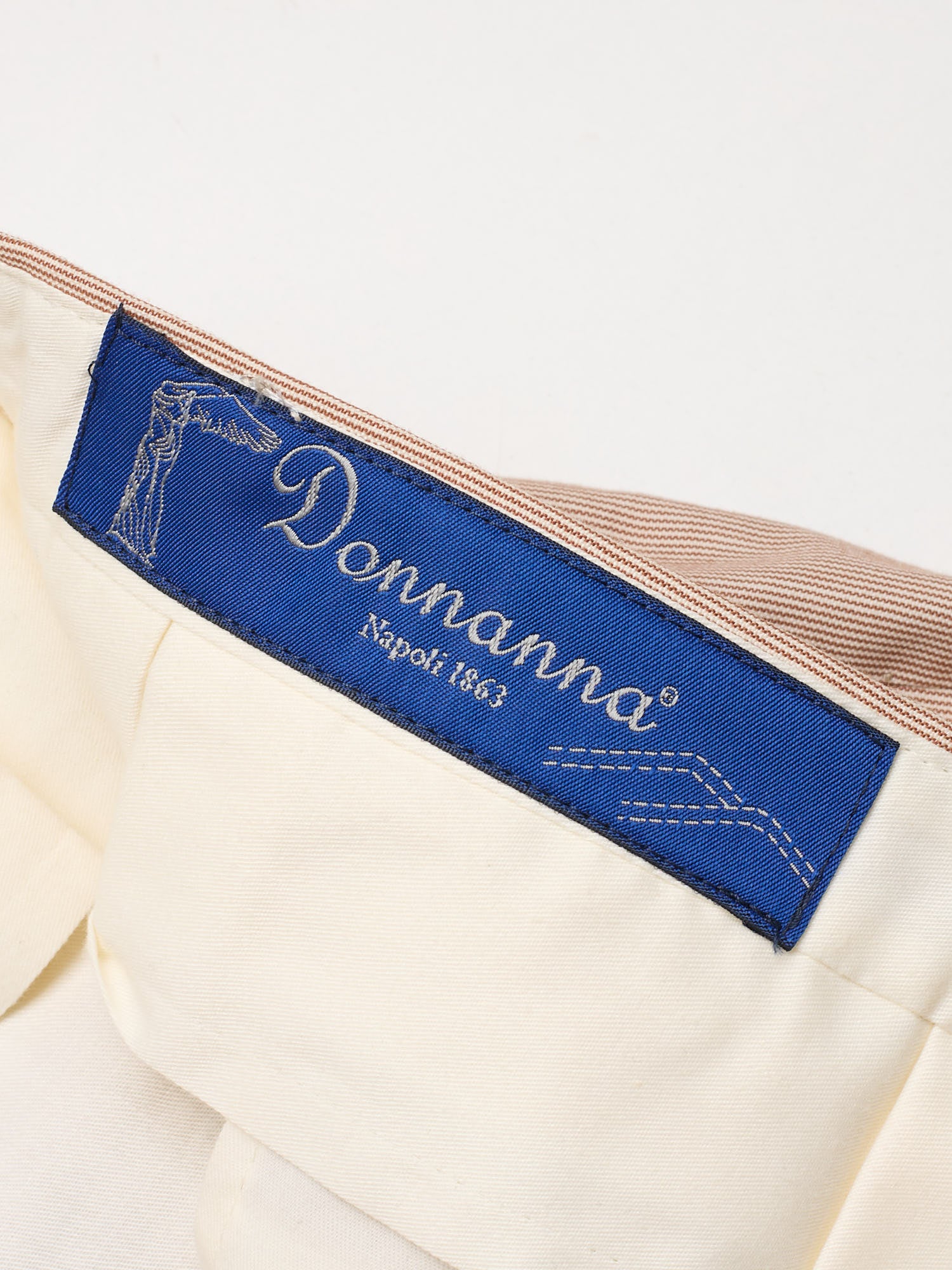 DONNANNA Handmade “Lazio” Brown Striped Cotton-Virgin Wool Flat Front Dress Pants