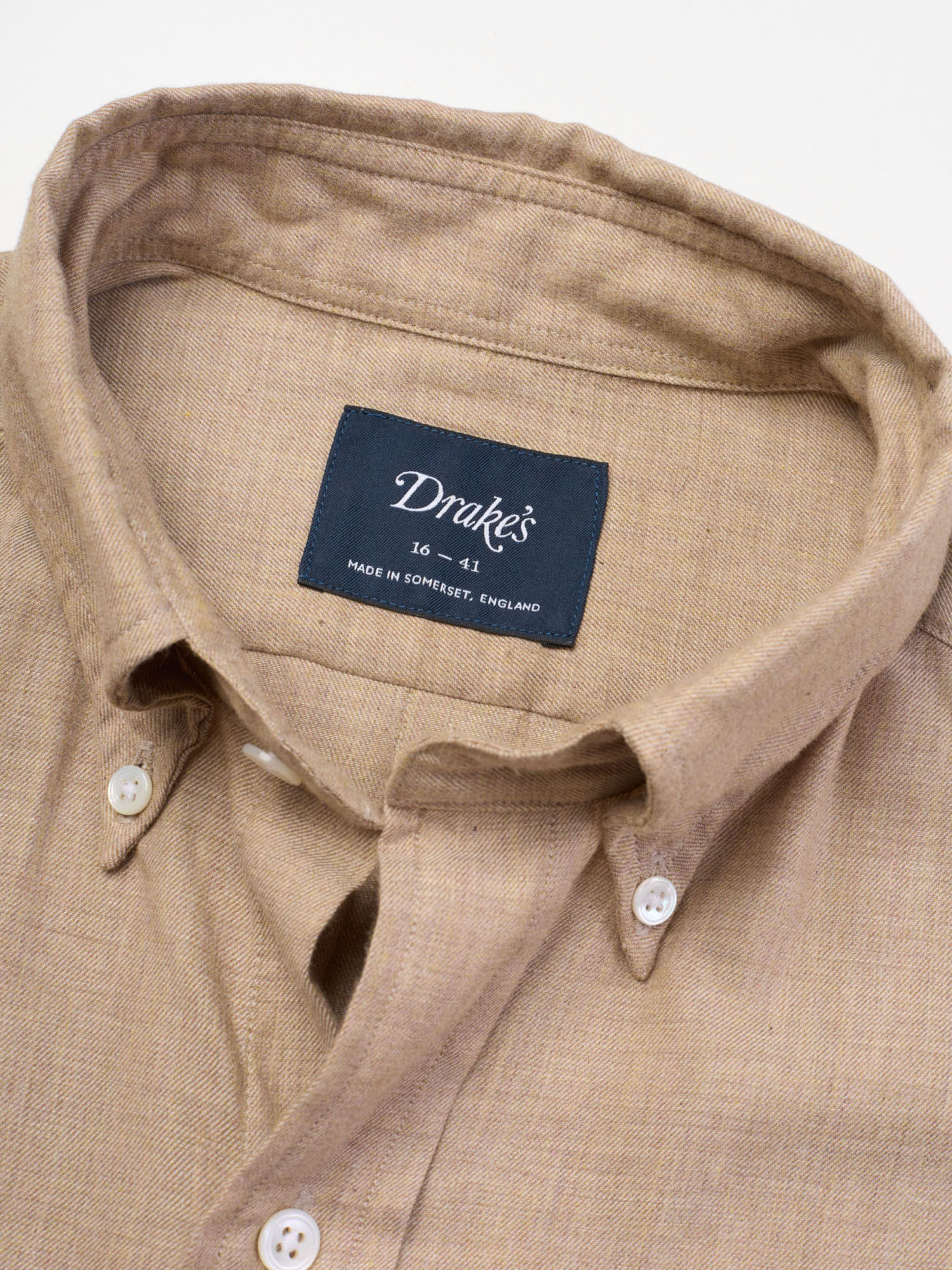 DRAKE'S Beige Cotton Long Sleeve Shirt Size EU 41 US 16