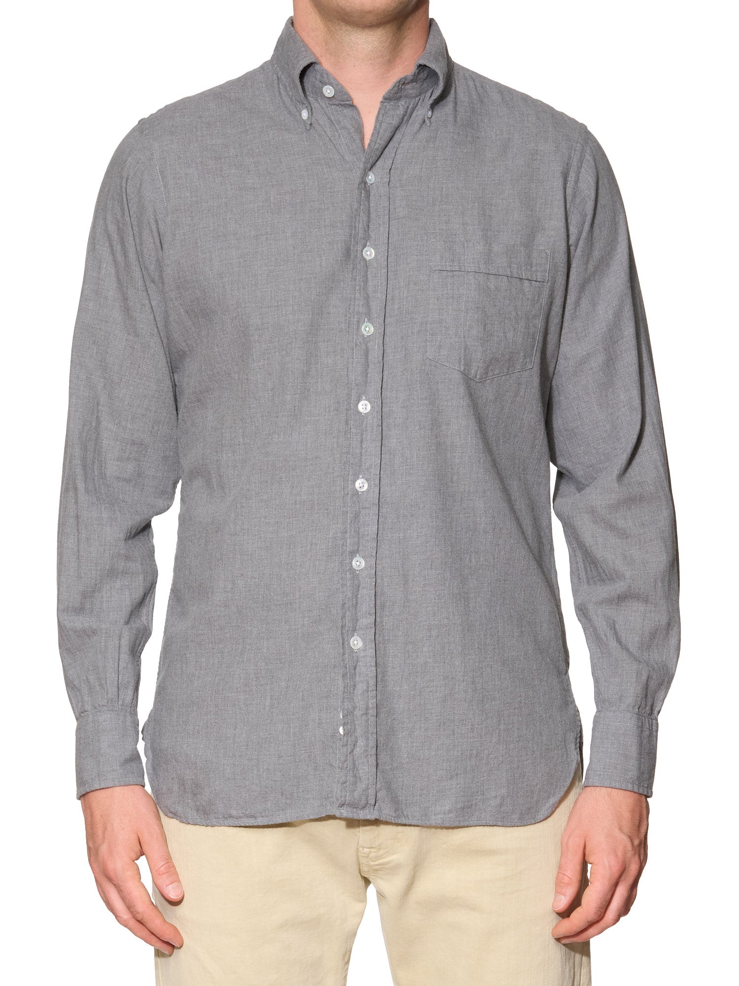 DRAKE'S Gray Cotton Long Sleeve Shirt EU 41 US 16