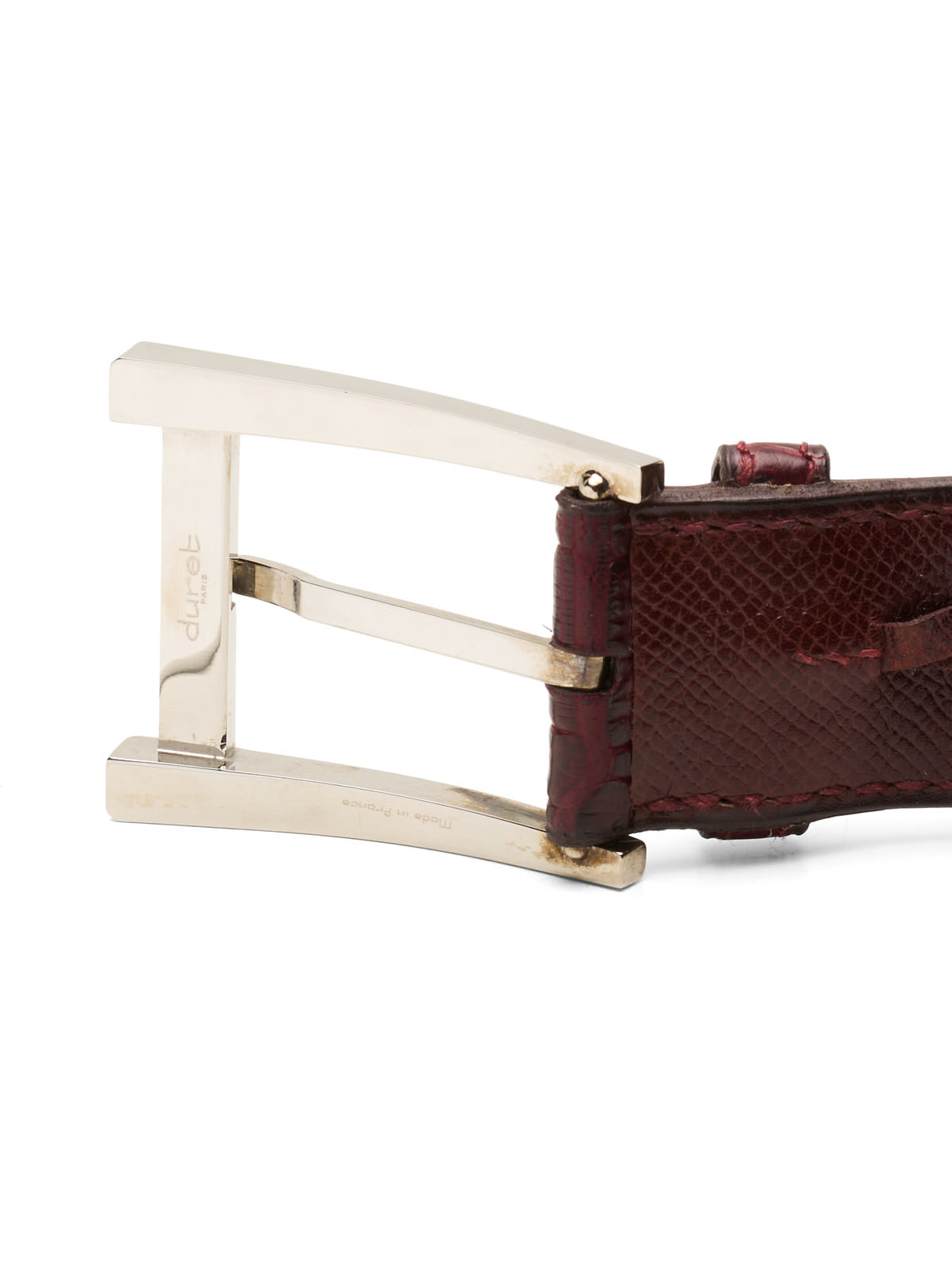 DURET Paris Burgundy Crocodile Belt Silver Alpha Buckle 36" 90cm
