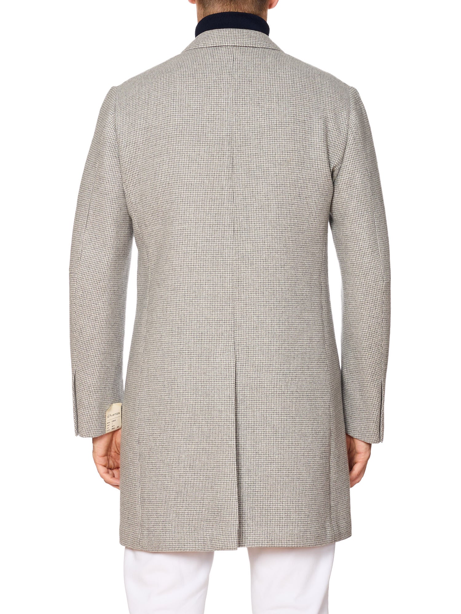 D'AVENZA Handmade Gray Houndstooth Wool-Cashmere Coat EU 50 NEW US 40