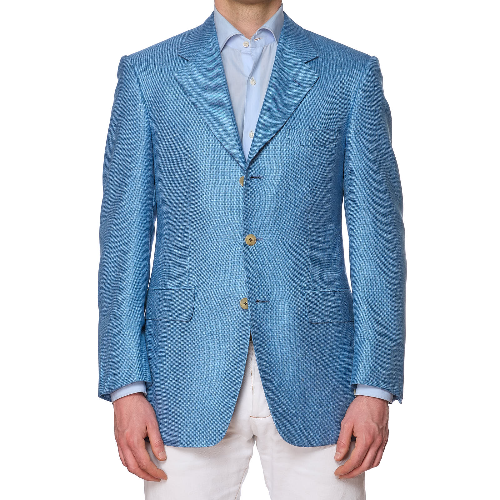 D'AVENZA for VANNUCCI Handmade Royal Blue Pure Silk Jacket EU 48 NEW US 38