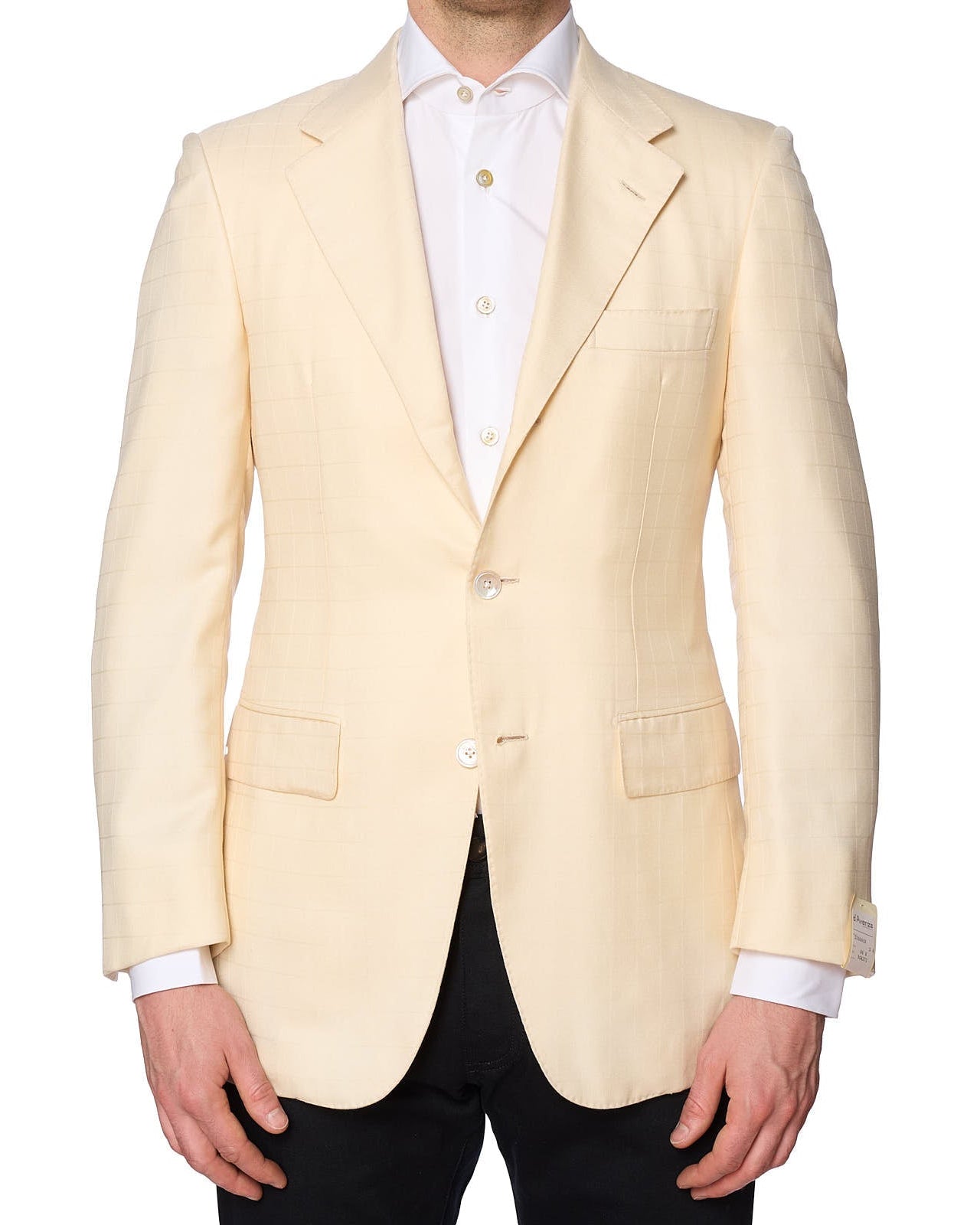 D'AVENZA for VANNUCCI Light Beige Windowpane Cashmere-Silk Jacket NEW