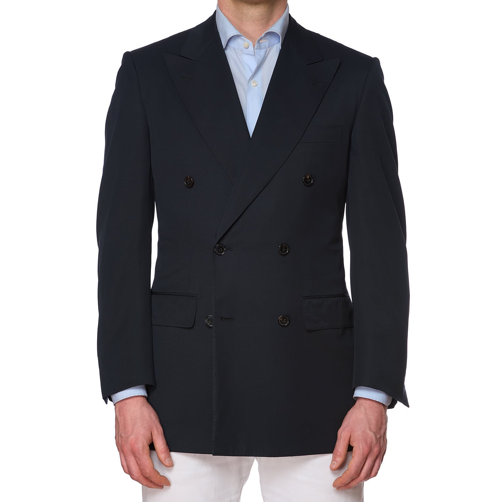 D'AVENZA x VANNUCCI Handmade Navy Blue S 180's DB Jacket Blazer EU 46 NEW US 36