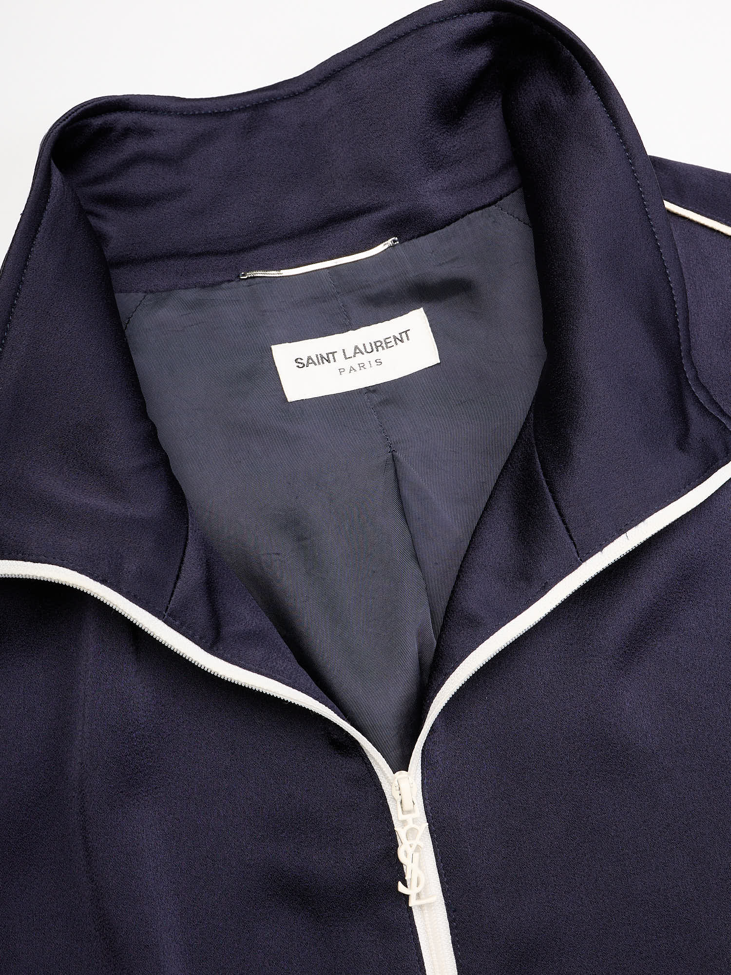 SAINT LAURENT Paris Navy Zip-Up Track Jacket