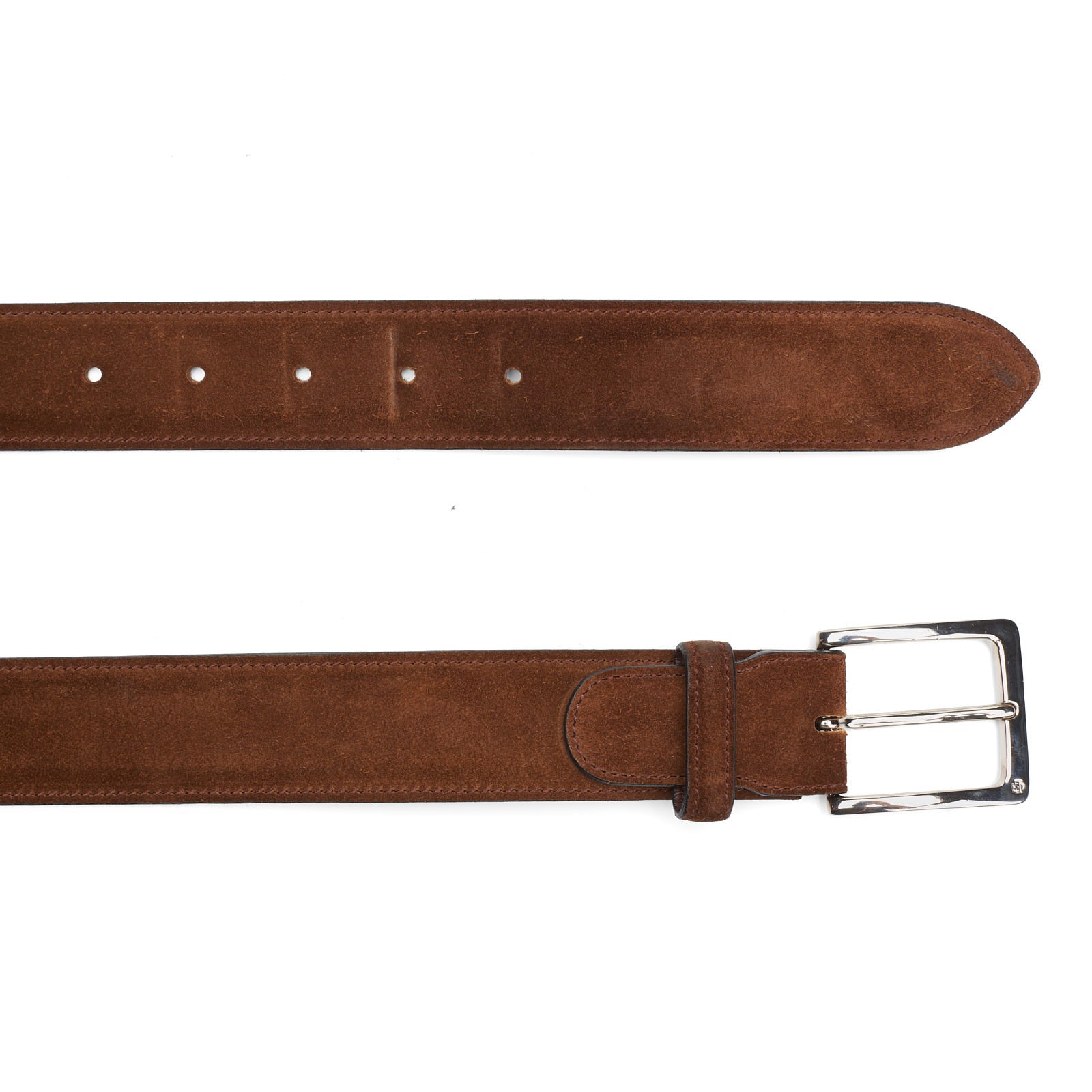 EDWARD GREEN Handmade Snuff Suede Leather Belt with Silver-Tone Buckle 90cm 36" EDWARD GREEN
