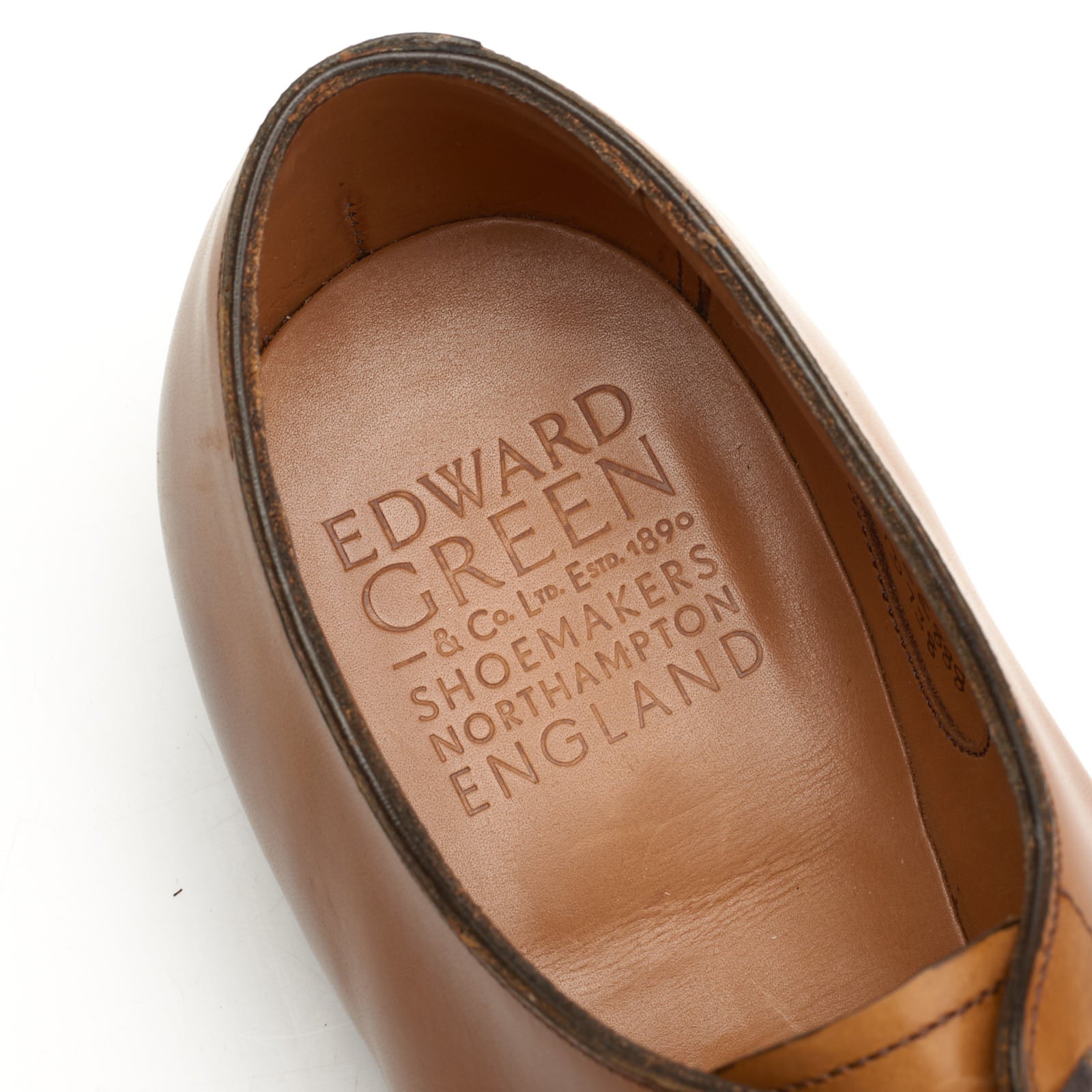EDWARD GREEN Dover 888 Antique Oak Norwegian 3 Eyelet Derby Shoes UK 8 US 8.5 EDWARD GREEN