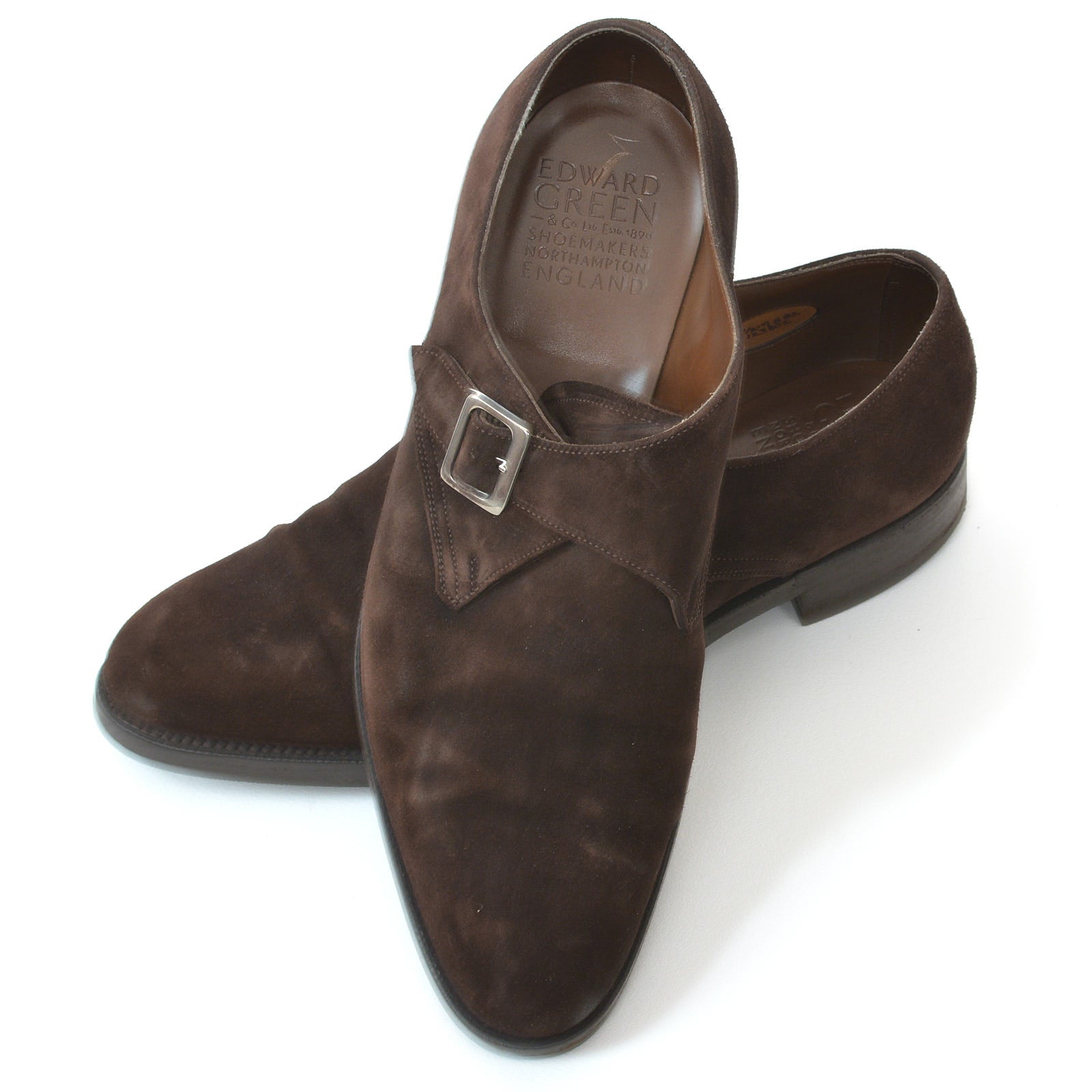 EDWARD GREEN Mercer Last 82 Mink Suede Leather Single Monk Dress Shoes UK 8.5 US 9 EDWARD GREEN