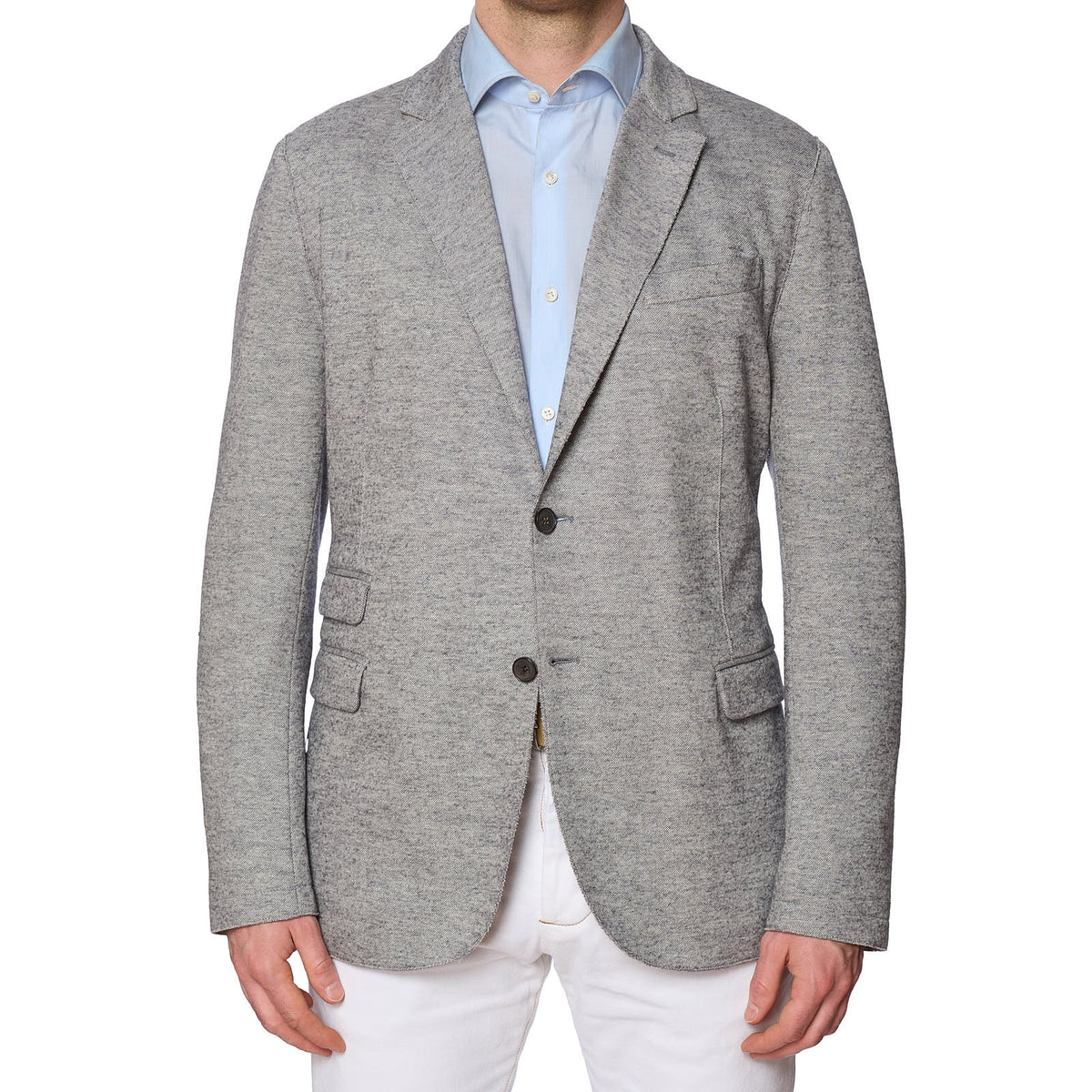 ELEVENTY Heather Gray Wool-Cotton Jacket with Elbow Patch EU 56 NEW US