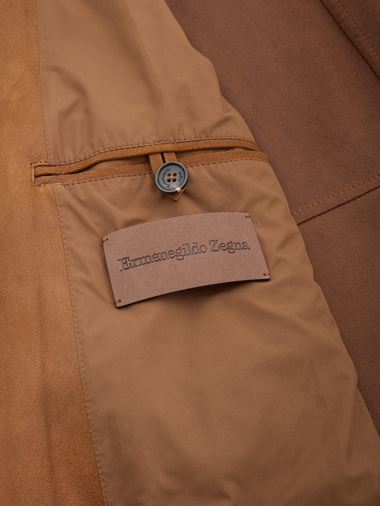 ERMENEGILDO ZEGNA Brown Lambskin Leather Jacket Mint