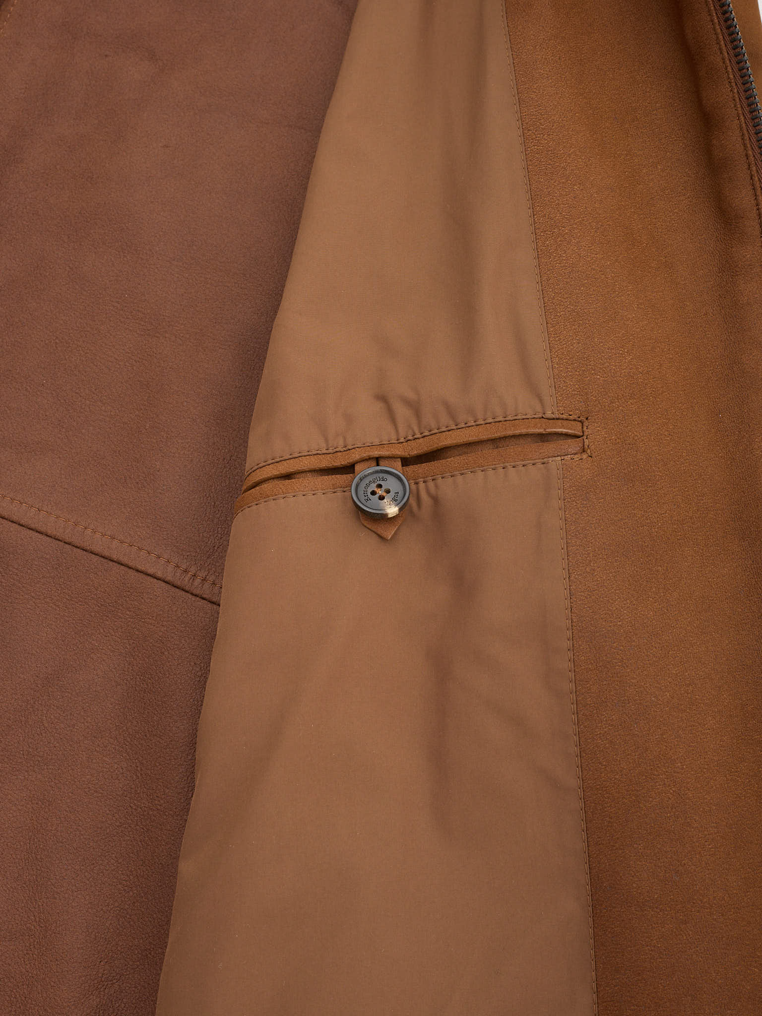 ERMENEGILDO ZEGNA Brown Lambskin Leather Jacket Mint