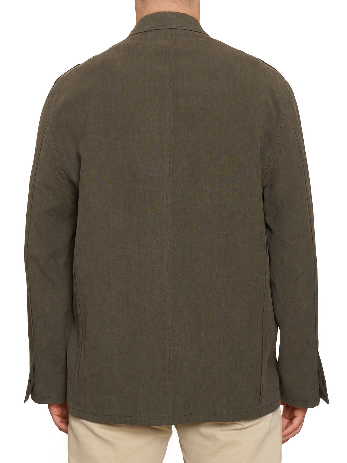 ERMENEGILDO ZEGNA Couture Khaki Linen Overshirt Work Shirt Jacket