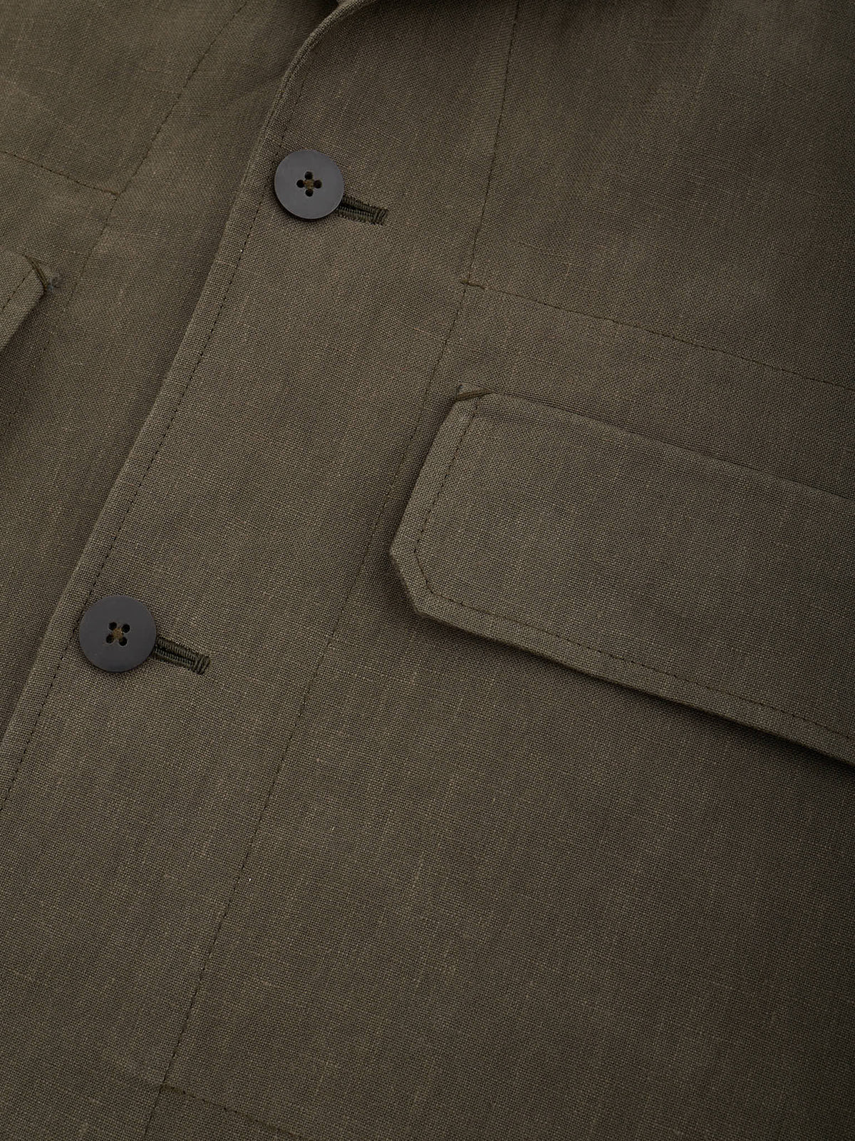 ERMENEGILDO ZEGNA Couture Khaki Linen Overshirt Work Shirt Jacket