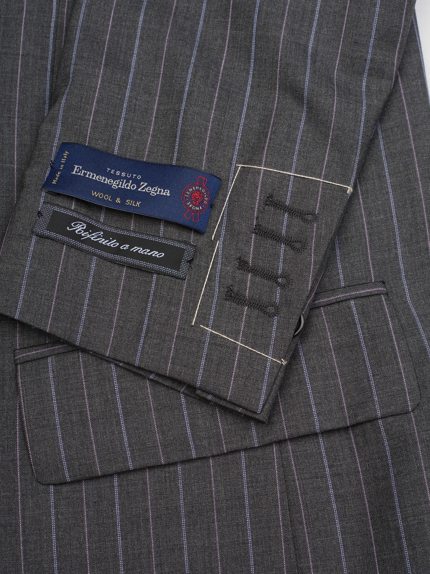 Sir Wilson ERMENEGILDO ZEGNA Shang Gray Striped Silk-Wool Suit