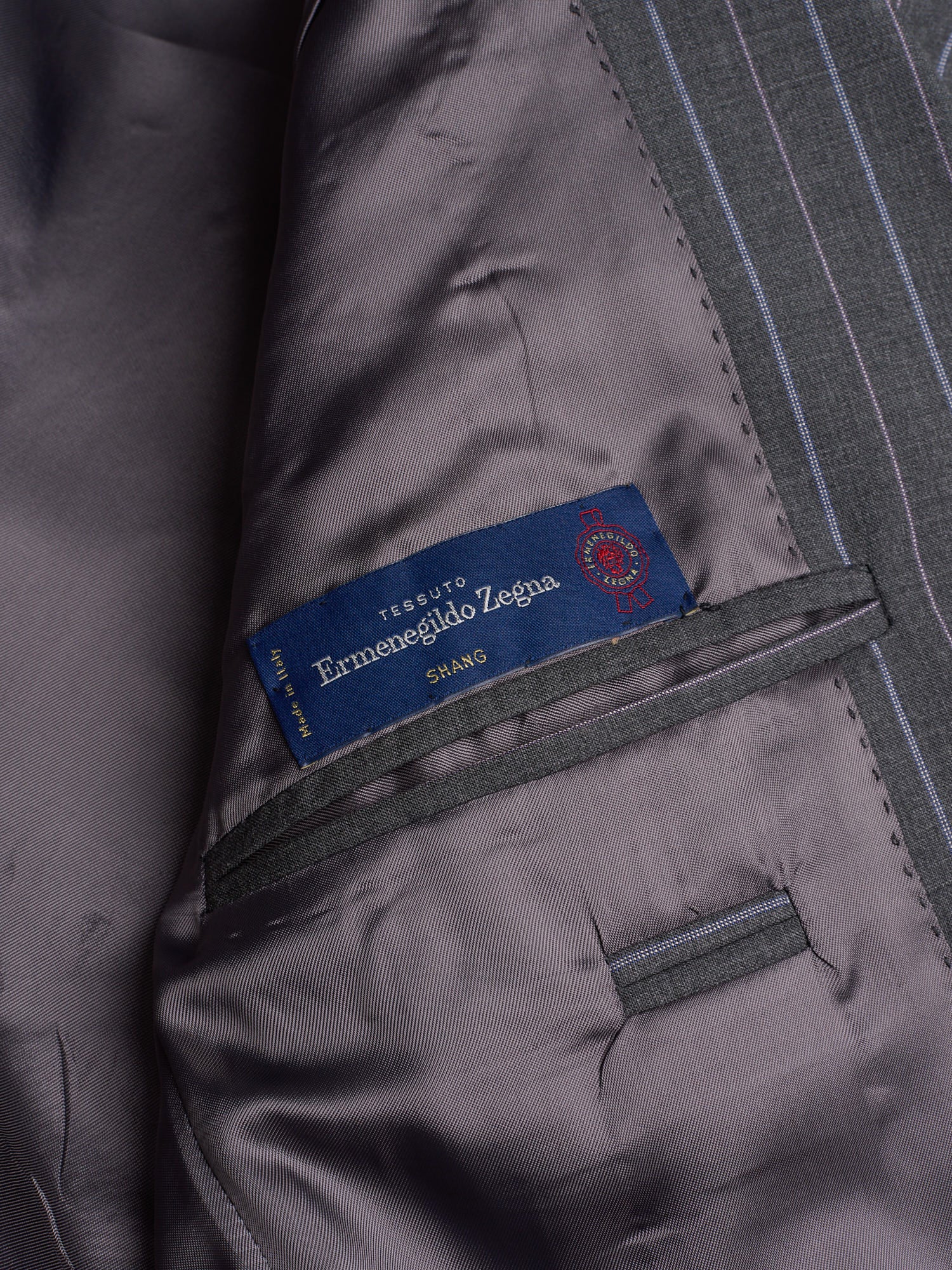 Sir Wilson ERMENEGILDO ZEGNA Shang Gray Striped Silk-Wool Suit