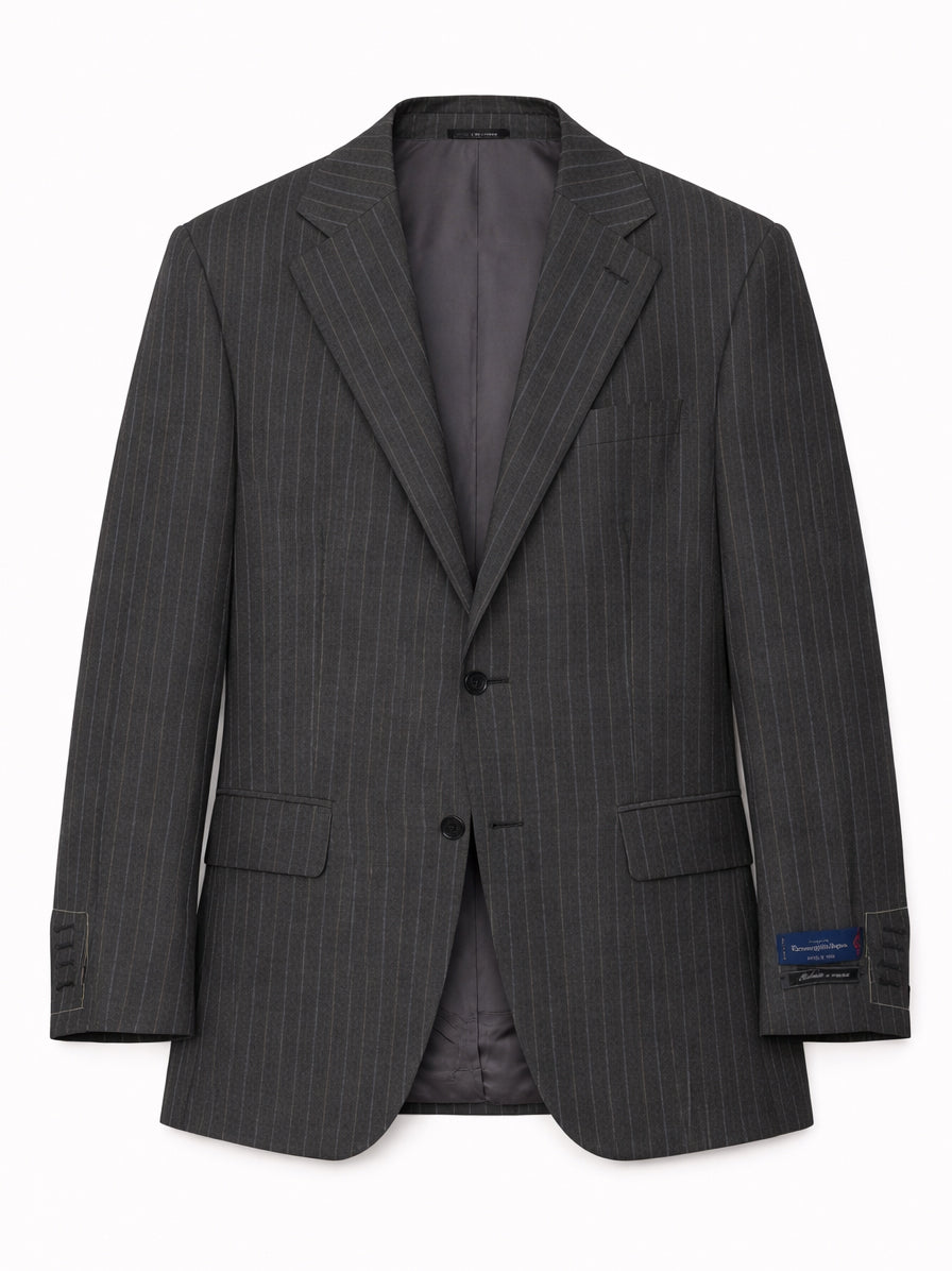 Sir Wilson ERMENEGILDO ZEGNA Shang Gray Striped Silk-Wool Suit
