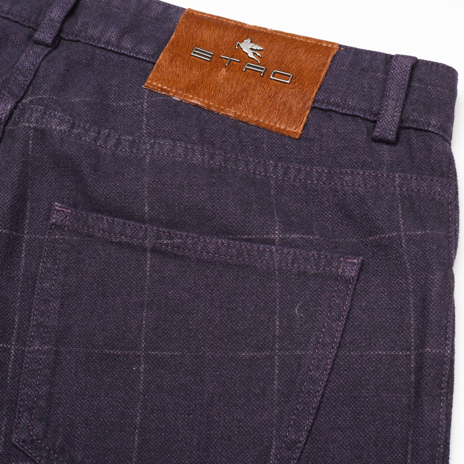 ETRO Purple Windowpane Cotton Slim Fit Denim Jeans NEW US 32