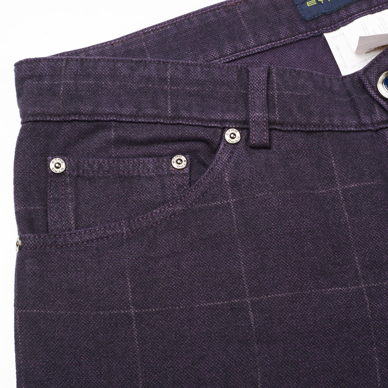 ETRO Purple Windowpane Cotton Slim Fit Denim Jeans NEW US 32