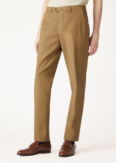 LORO PIANA Carlo Cotton Dusty Khaki Carlo Trousers Hyannis Slim Fit Stretch