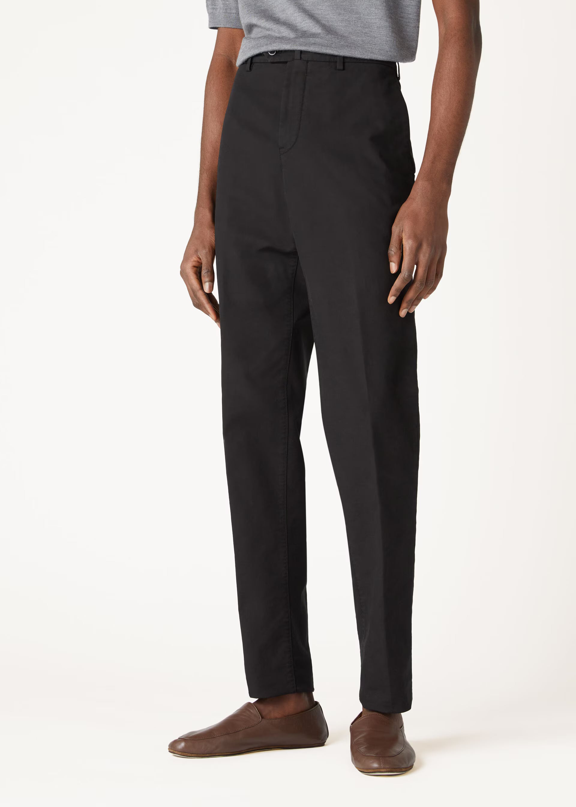 LORO PIANA "Carlo" Black Cotton Pants Stretch