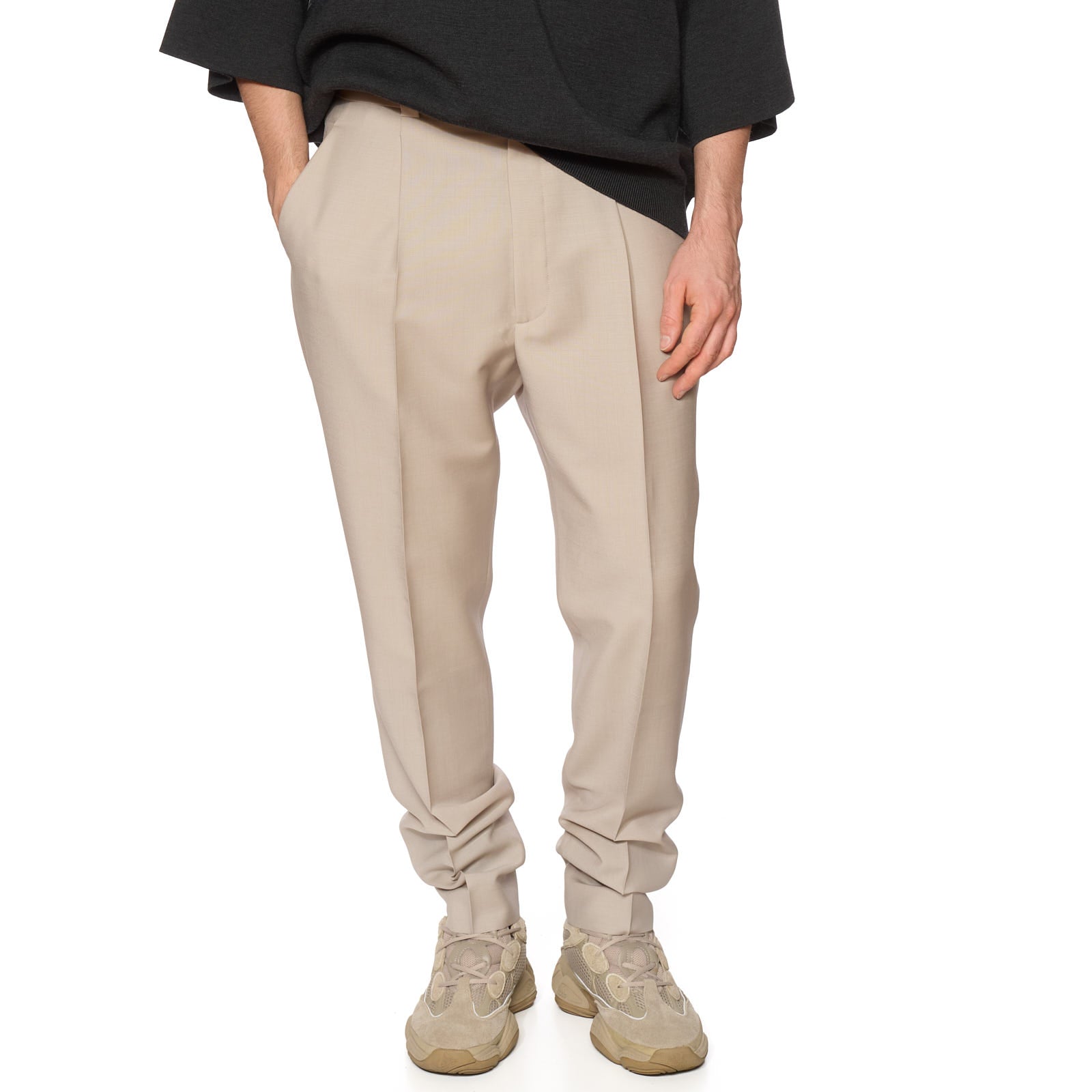 FEAR OF GOD Dusty Beige Mohair-Wool Dress Pants NEW EU 52