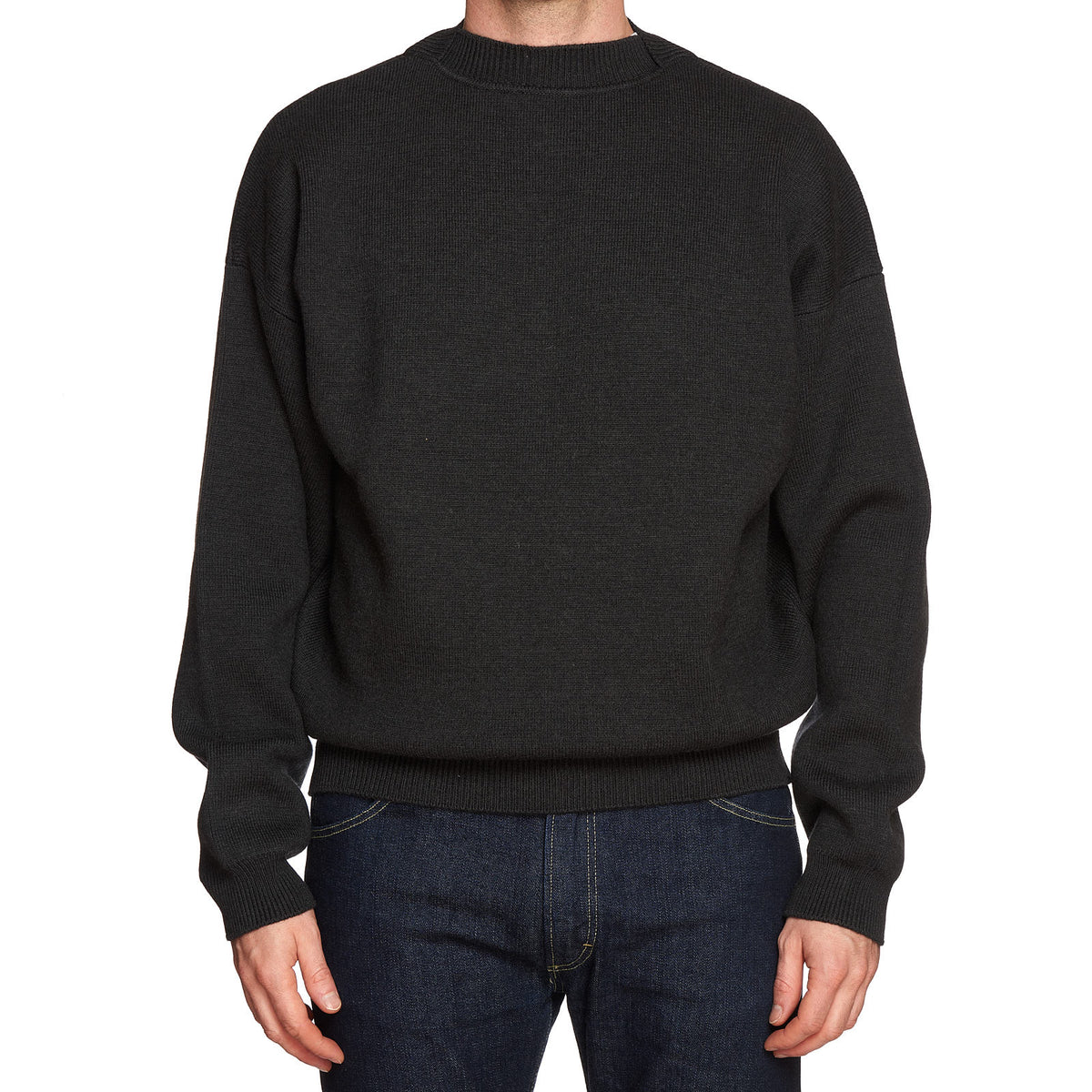 FEAR OF GOD Heather Black Virgin Wool Knit Crewneck Sweater NEW Size L