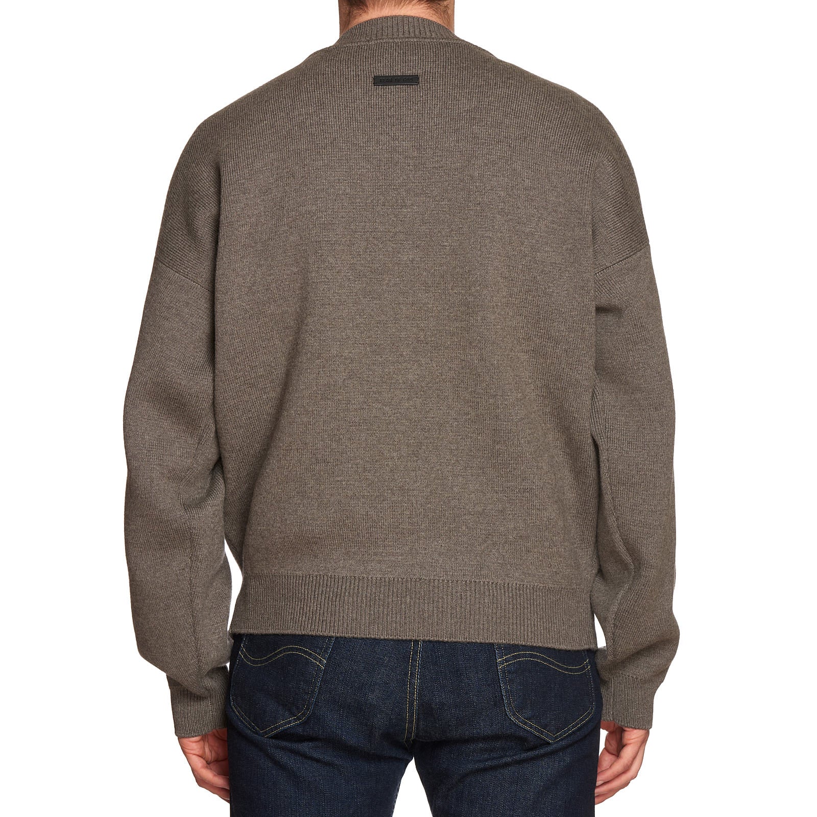 FEAR OF GOD Dusty Concrete Heather Virgin Wool Knit Crewneck Sweater NEW Size L FEAR OF GOD