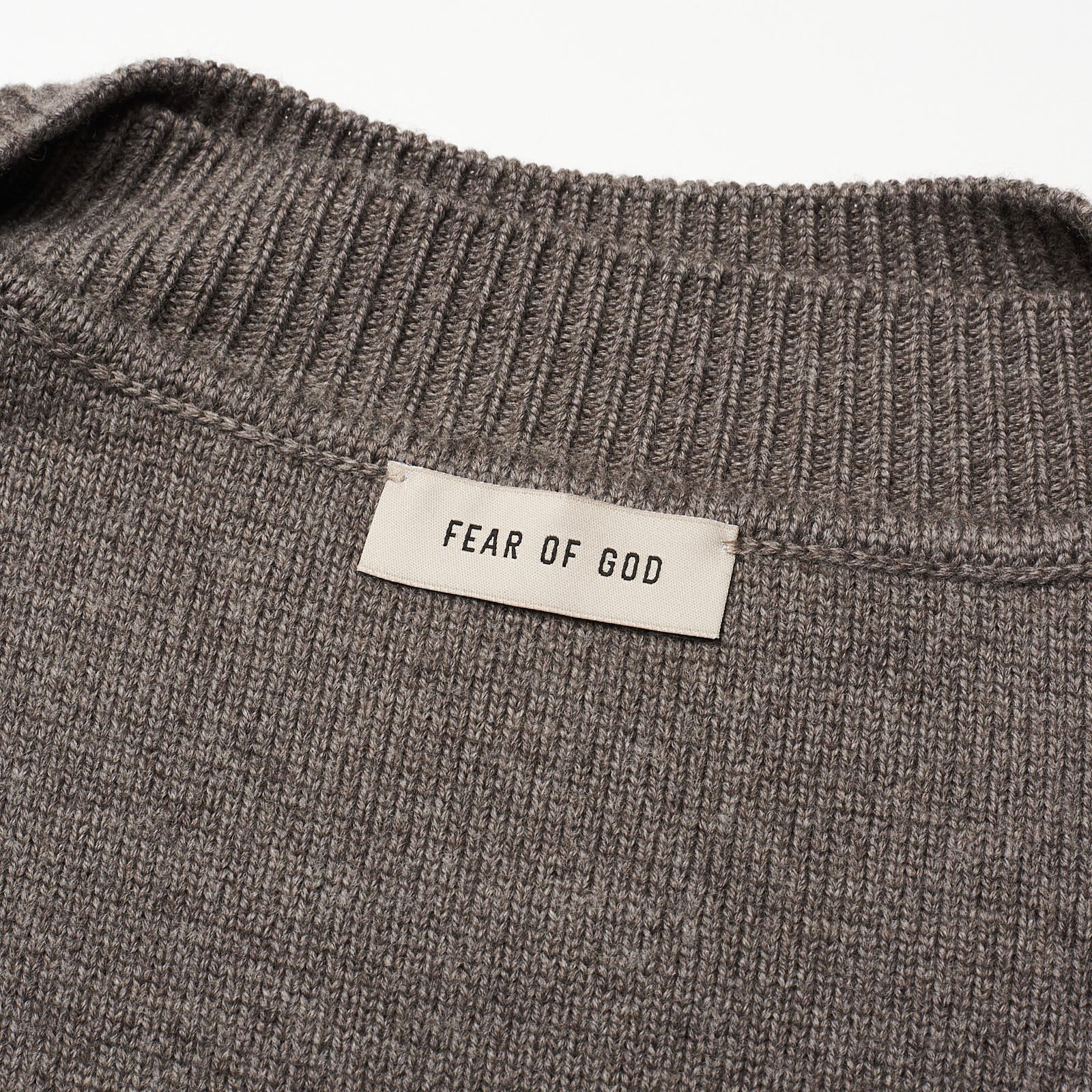 FEAR OF GOD Dusty Concrete Heather Virgin Wool Knit Crewneck Sweater NEW Size L FEAR OF GOD