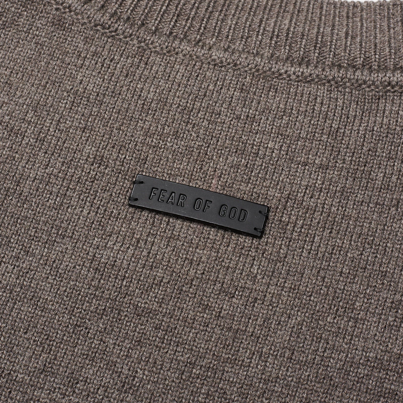 FEAR OF GOD Dusty Concrete Heather Virgin Wool Knit Crewneck Sweater NEW Size L FEAR OF GOD