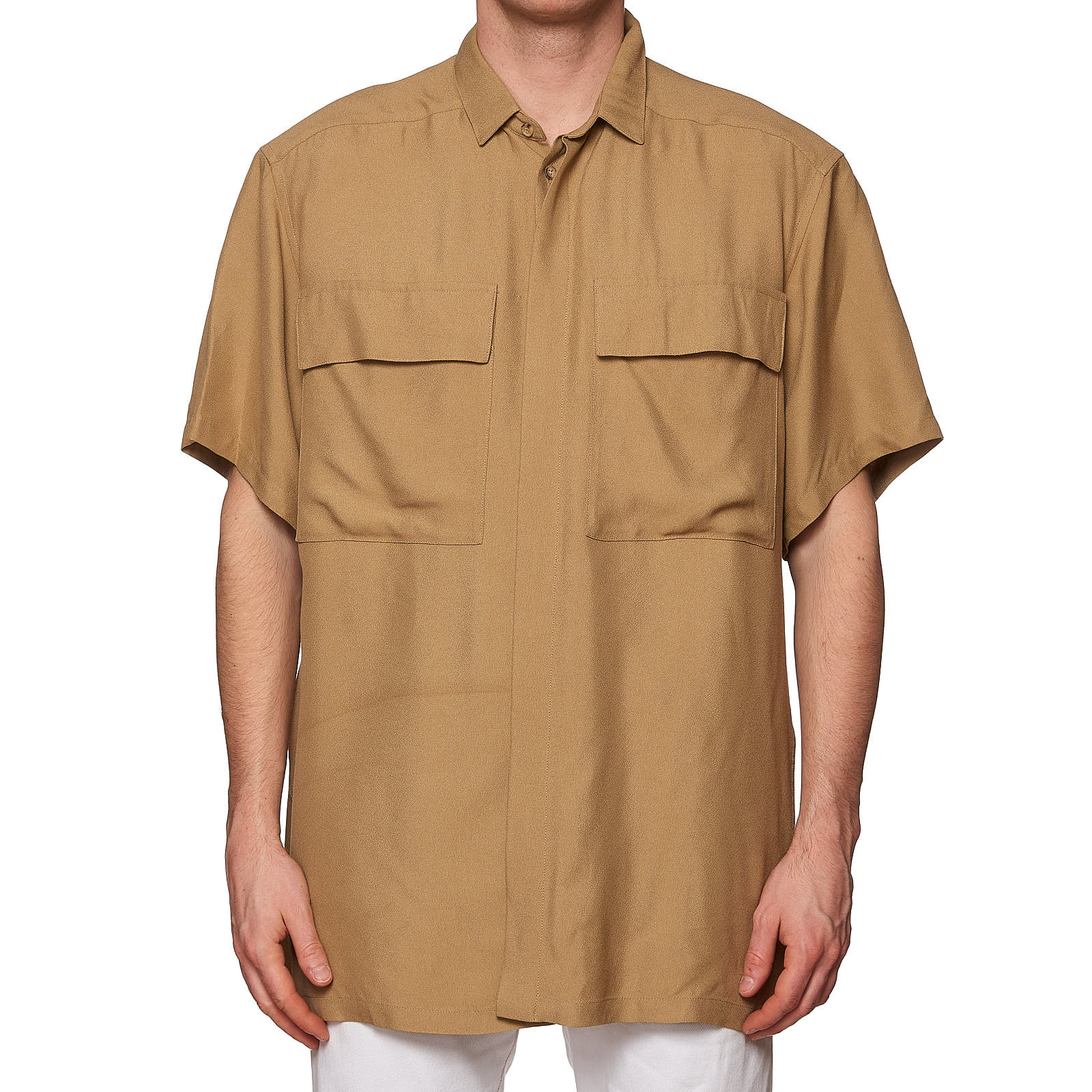 FEAR OF GOD Tan Short Sleeve Spread Collar Shirt NEW XL FEAR OF GOD