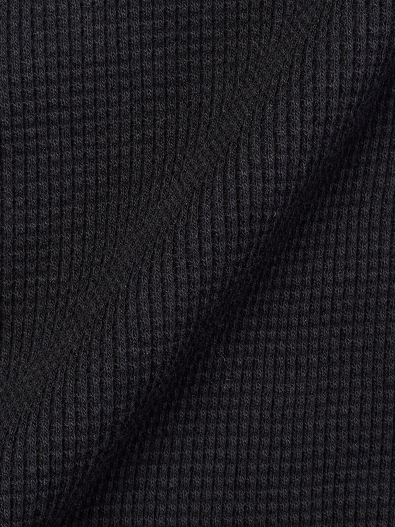 FEAR OF GOD "Essentials" Black Thermal Waffle-Knit Cotton Henley Oversized Sweater L