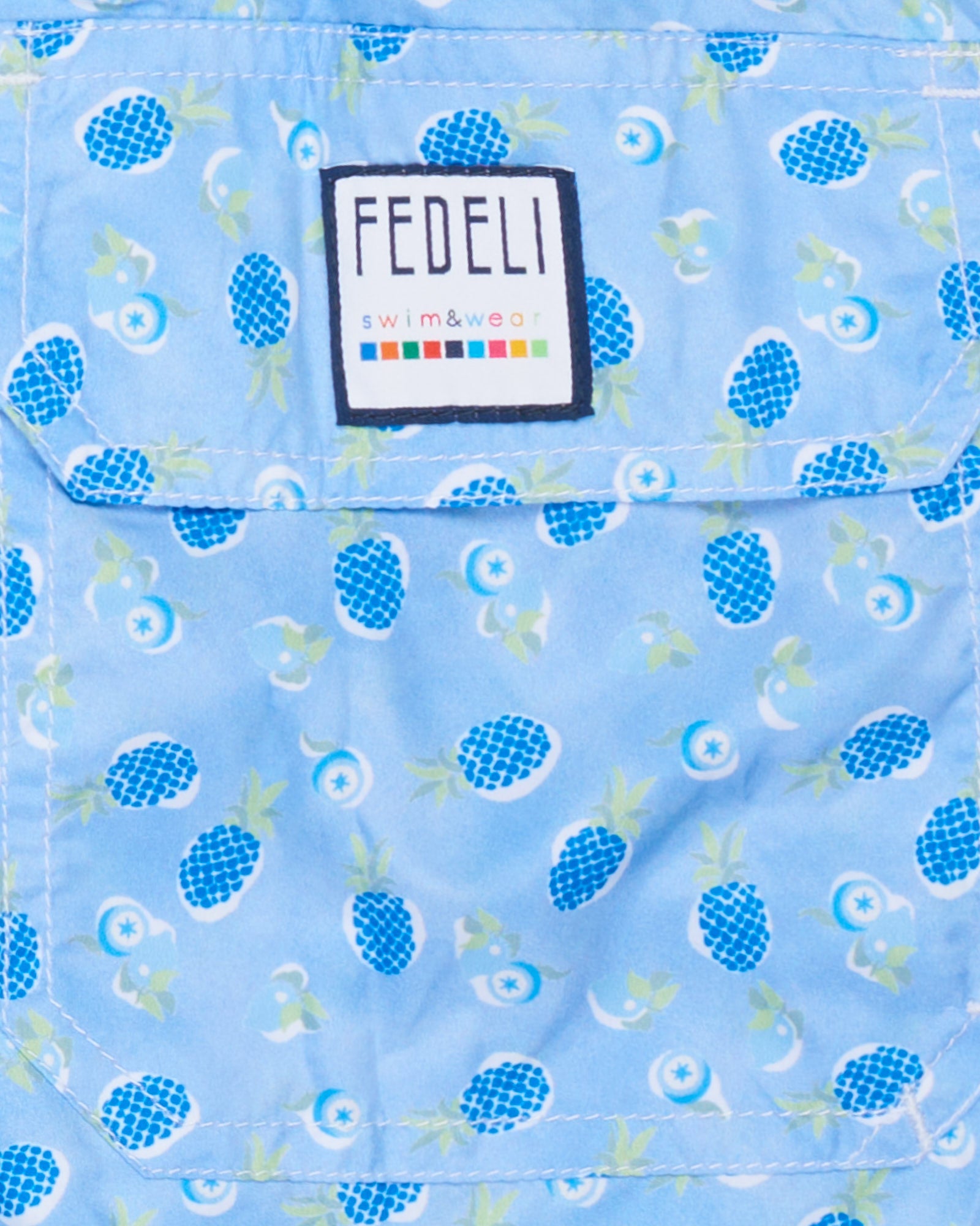 FEDELI Blue Fruit Print Madeira Airstop Swim Shorts Trunks NEW Size 3XL