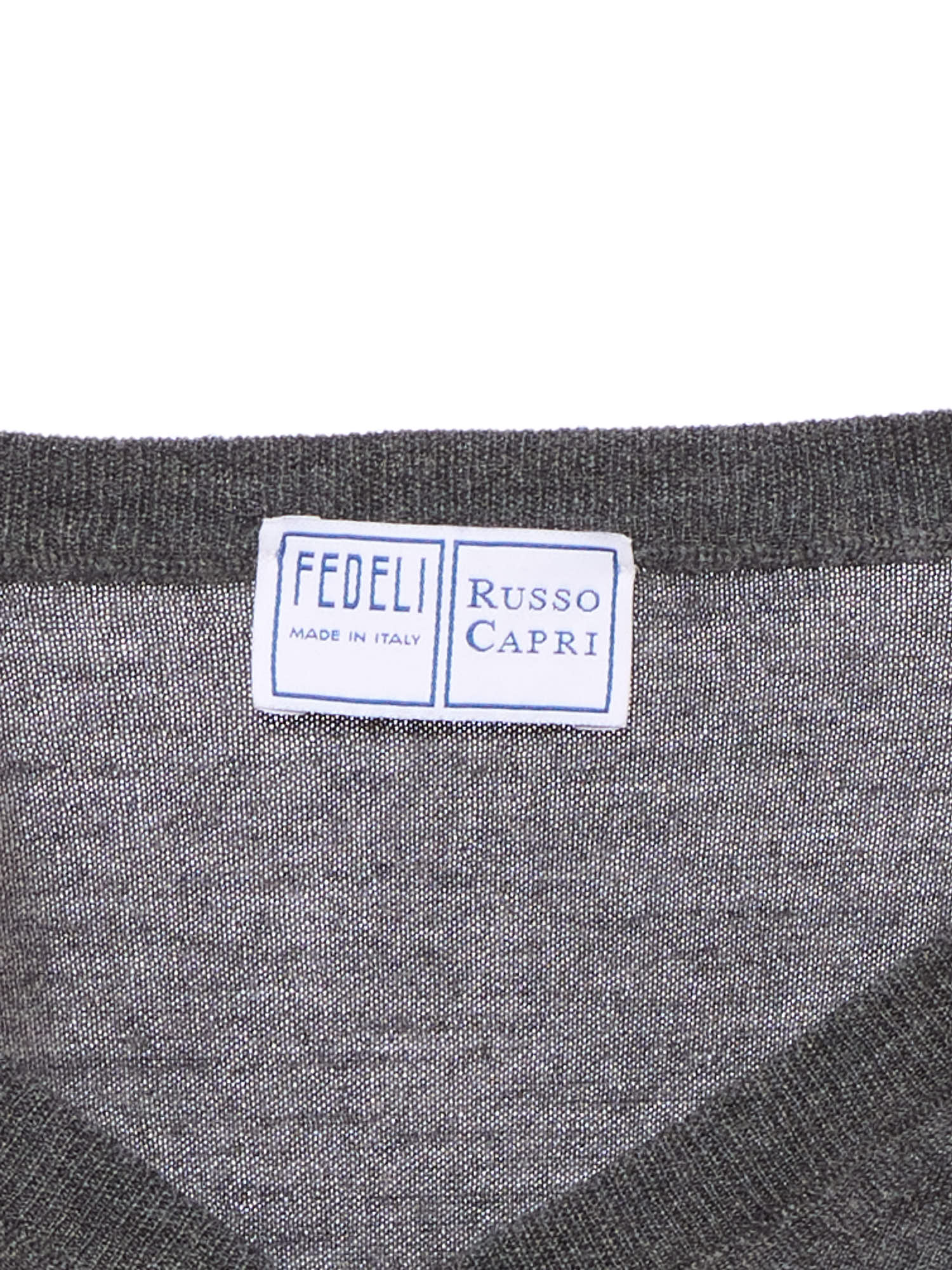 FEDELI Gray Virgin Wool V-Neck Sweater EU 58 US 2XL Slim